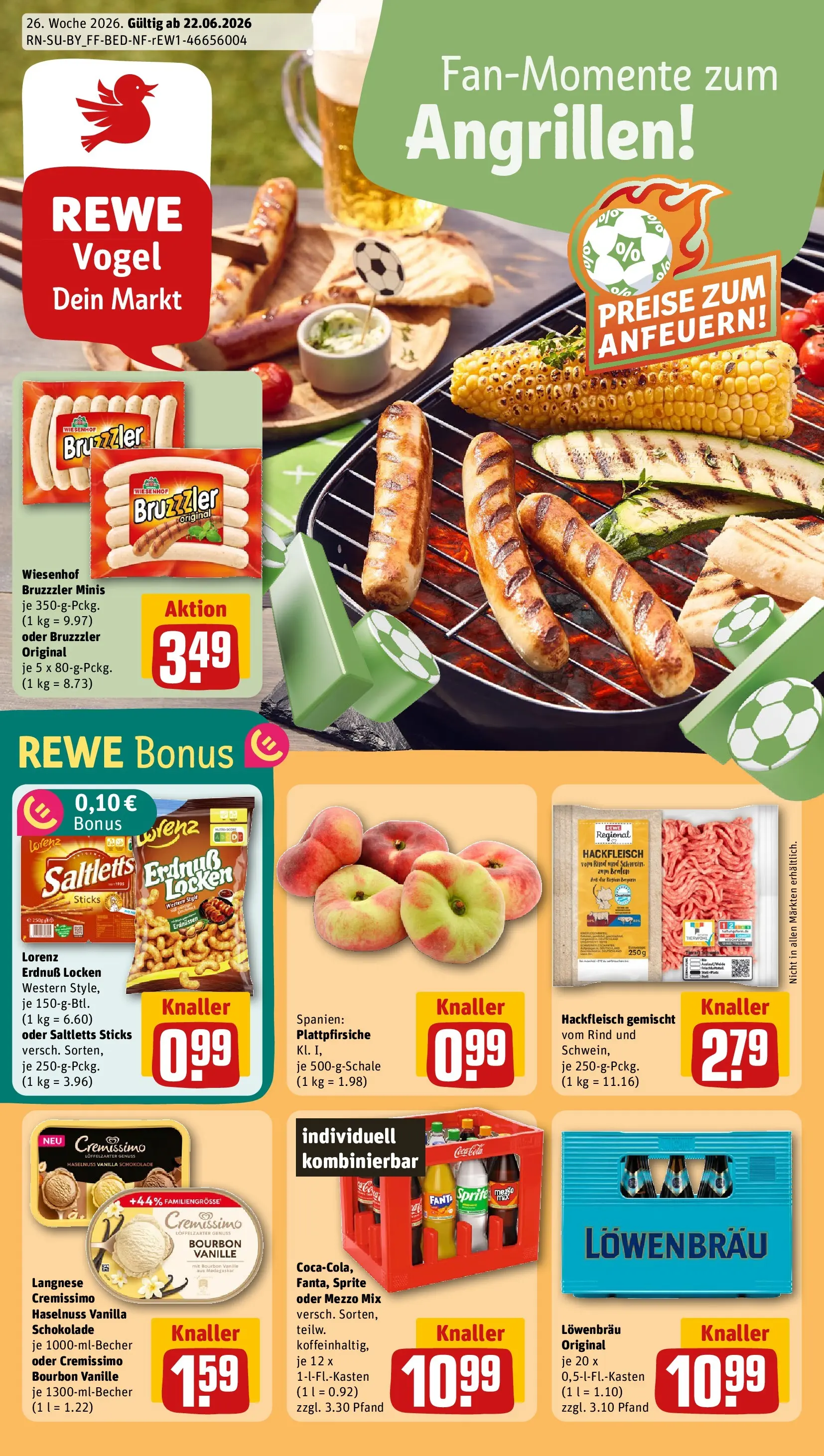 REWE Prospekt ab 21.06.2026 zum Blättern » Angebote | Seite: 1 | Produkte: Cremissimo, Mezzo mix, Sprite, Oder mezzo mix