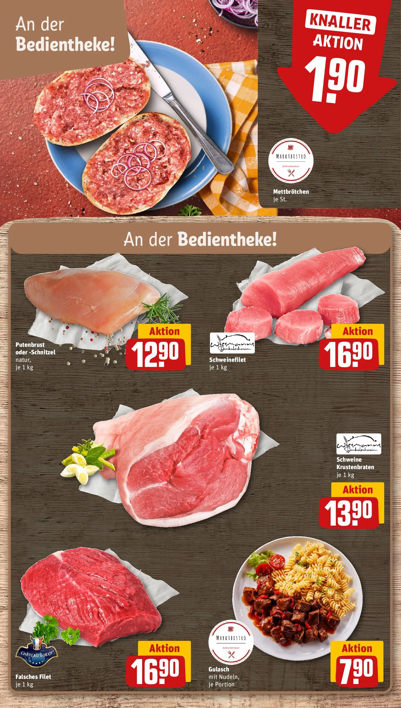 REWE Prospekt ab 21.06.2026 zum Blättern » Angebote | Seite: 10 | Produkte: Krustenbraten, Schnitzel, Gulasch, Nudeln