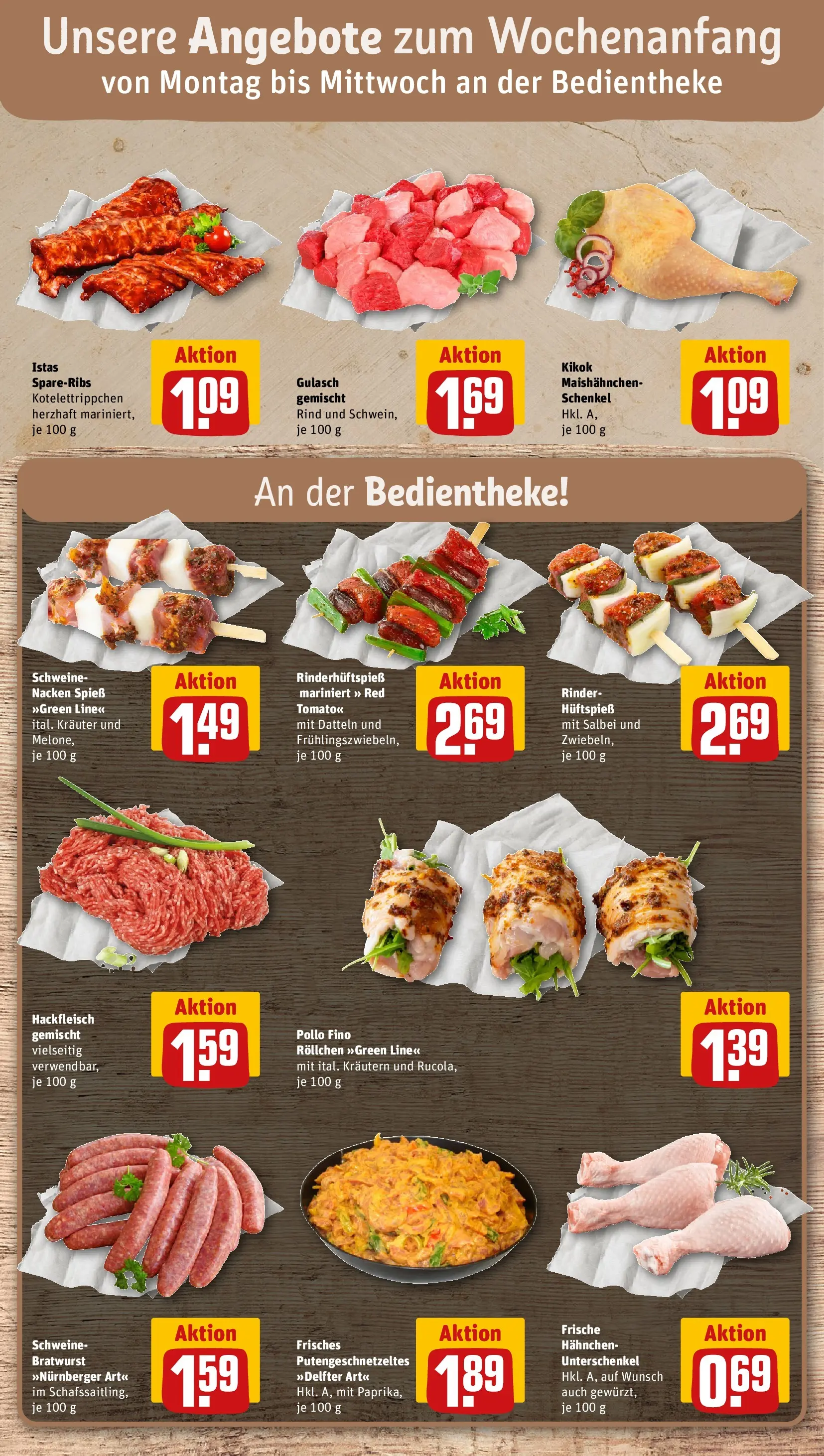 REWE Prospekt ab 21.06.2026 zum Blättern » Angebote | Seite: 10 | Produkte: Hahnchen, Bratwurst, Zwiebeln, Hackfleisch