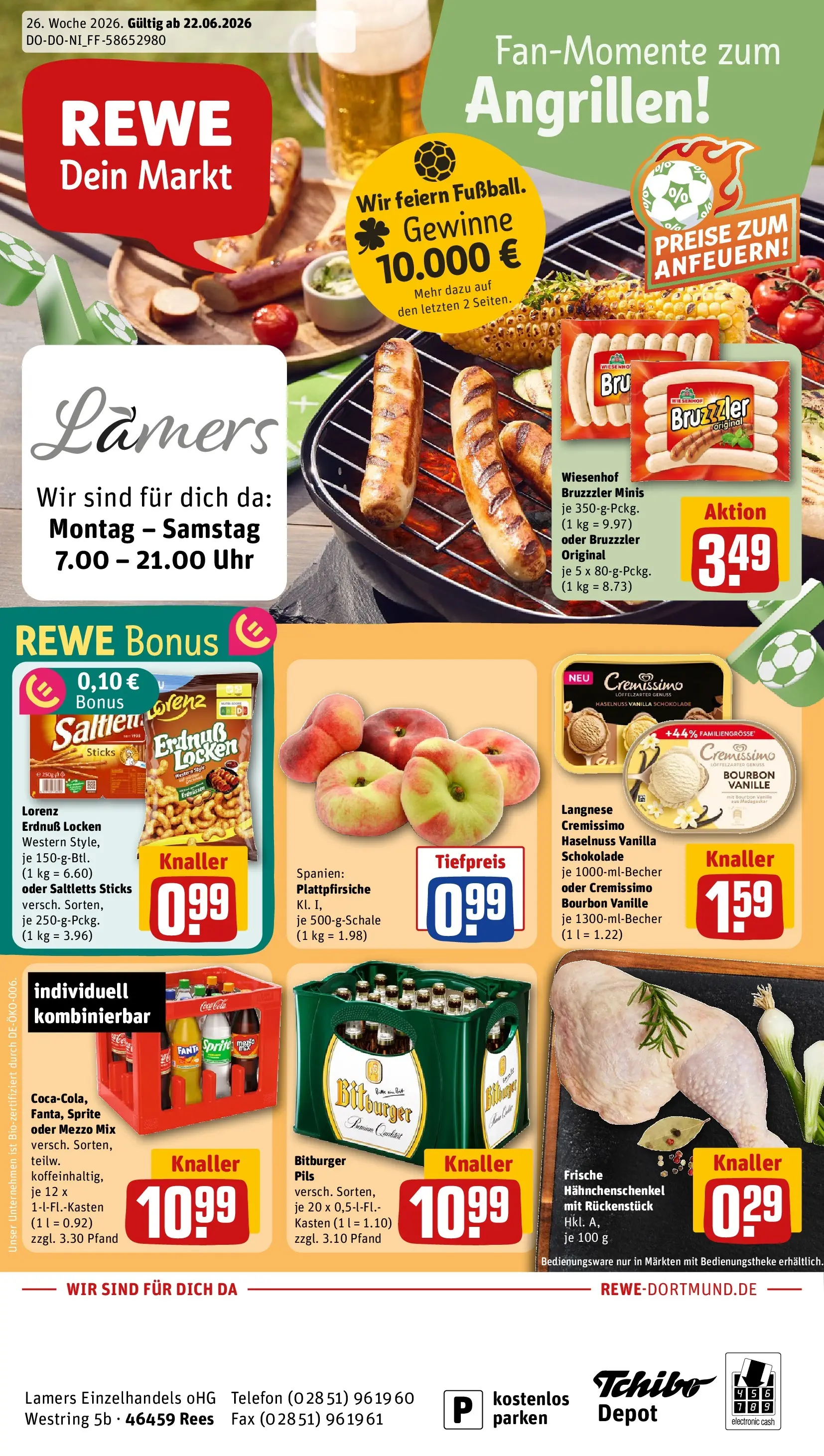 REWE Prospekt ab 21.06.2026 zum Blättern » Angebote | Seite: 1 | Produkte: Langnese cremissimo, Sprite, Schokolade, Oder mezzo mix