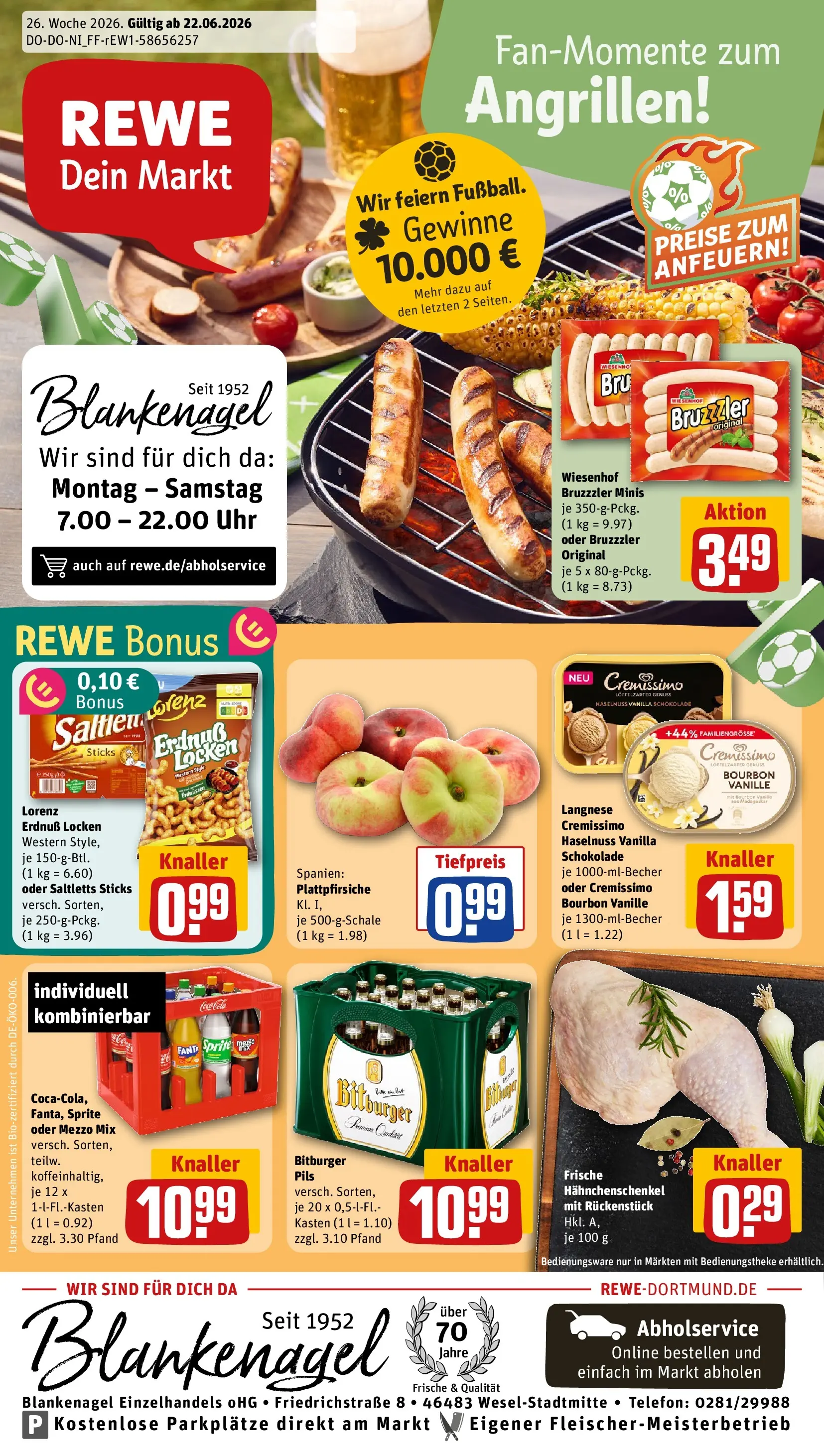 REWE Prospekt ab 21.06.2026 zum Blättern » Angebote | Seite: 1 | Produkte: Bitburger, Cremissimo, Fanta, Pils