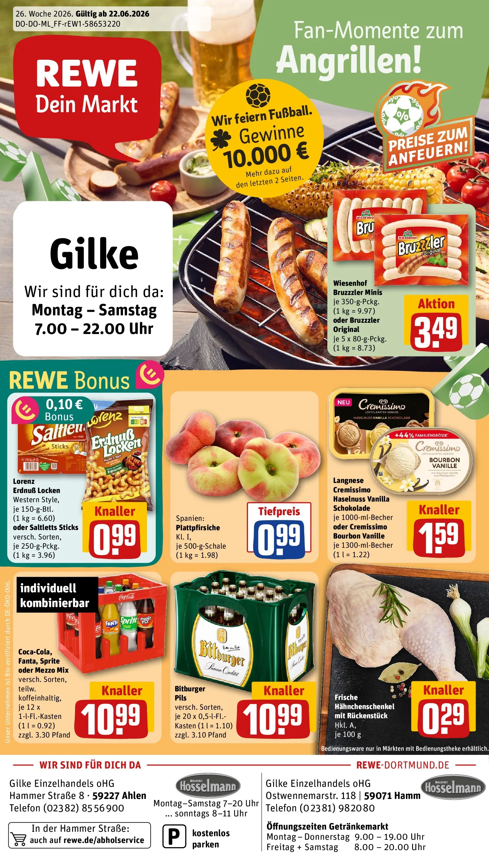 REWE Prospekt ab 21.06.2026 zum Blättern » Angebote | Seite: 1 | Produkte: Fanta, Sprite, Schokolade, Pils