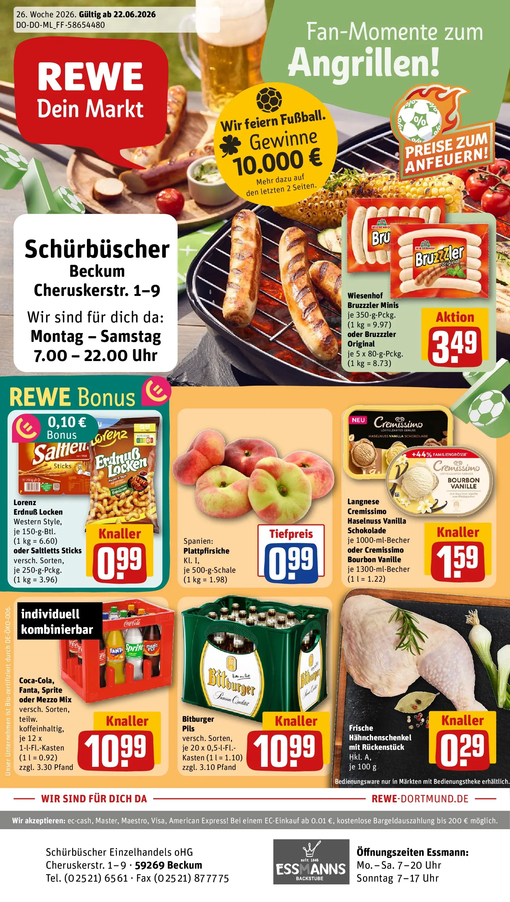 REWE Prospekt ab 21.06.2026 zum Blättern » Angebote | Seite: 1 | Produkte: Cremissimo, Fanta, Bourbon, Uhr