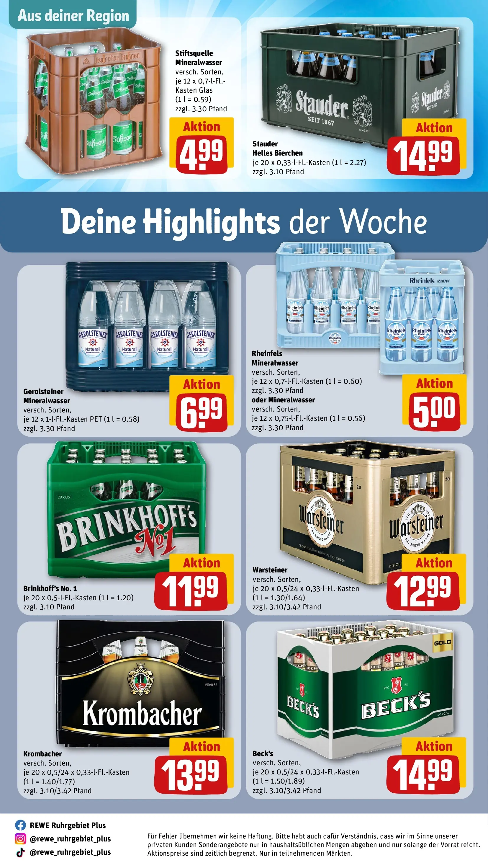 REWE Prospekt ab 21.06.2026 zum Blättern » Angebote | Seite: 28 | Produkte: Mineralwasser, Warsteiner, Krombacher, Gerolsteiner