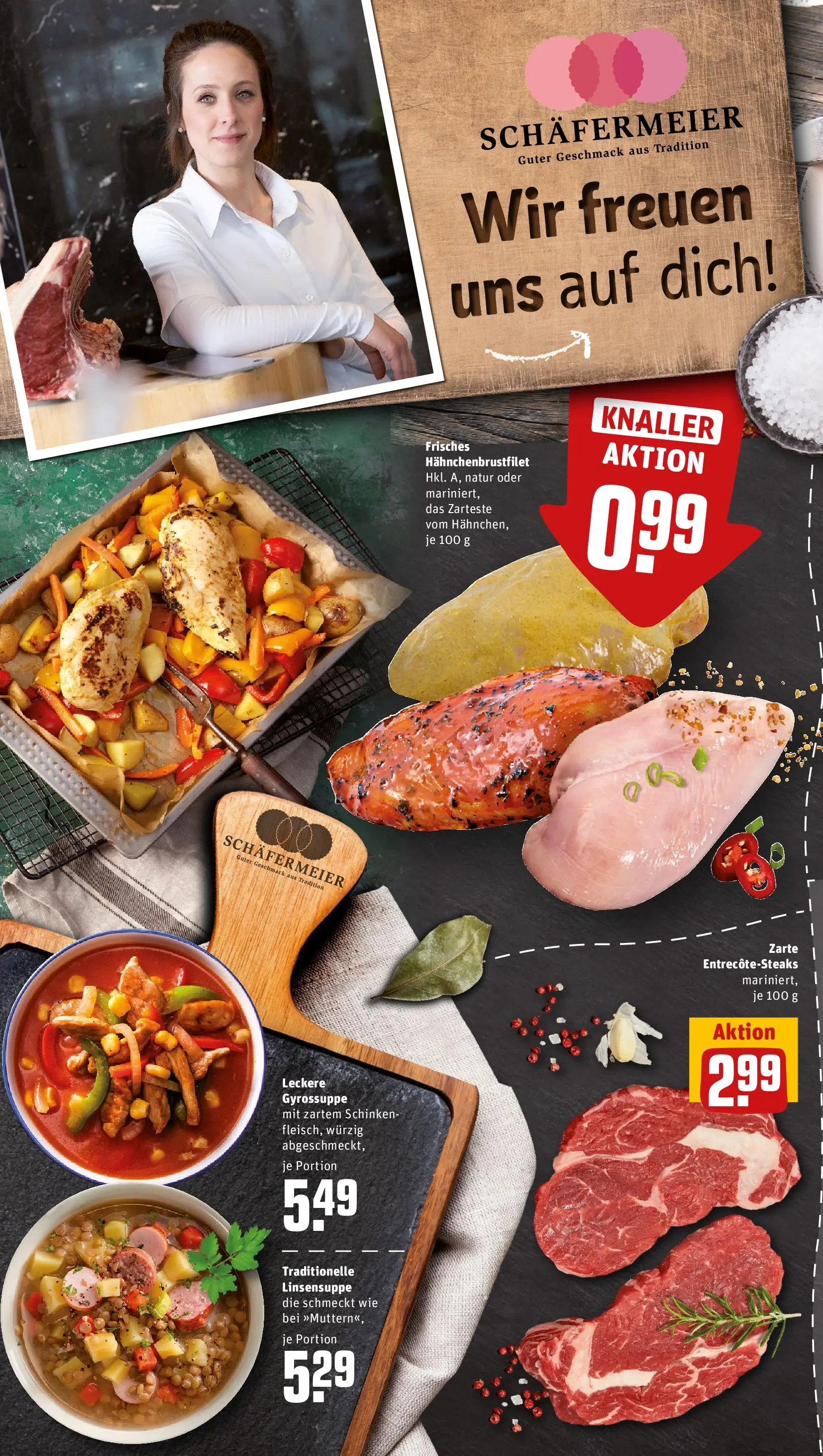 REWE Prospekt ab 21.06.2026 zum Blättern » Angebote | Seite: 6 | Produkte: Entrecote, Gyros, Schinken