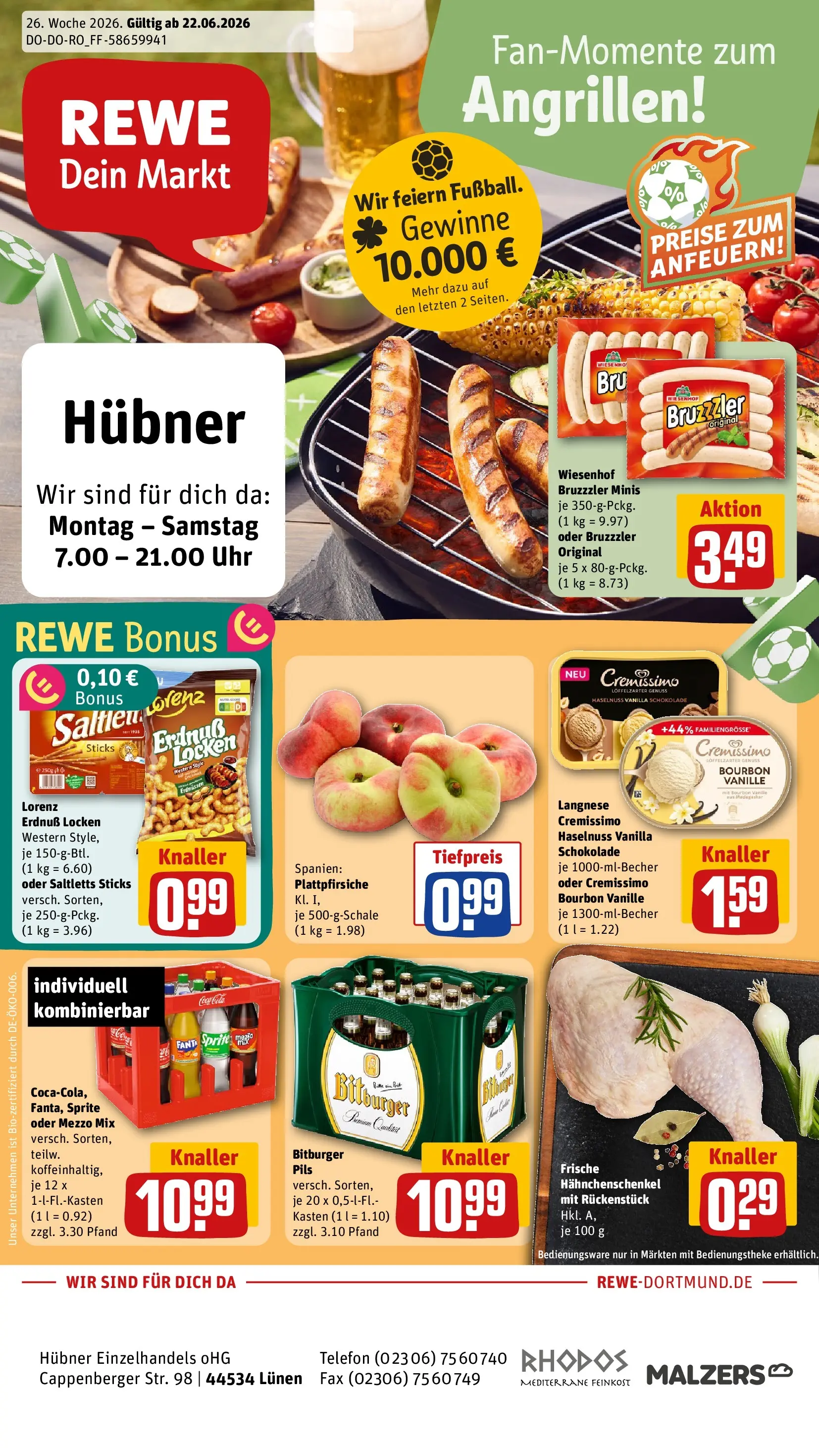 REWE Prospekt ab 21.06.2026 zum Blättern » Angebote | Seite: 1 | Produkte: Cremissimo, Mezzo mix, Hahnchenschenkel, Oder mezzo mix