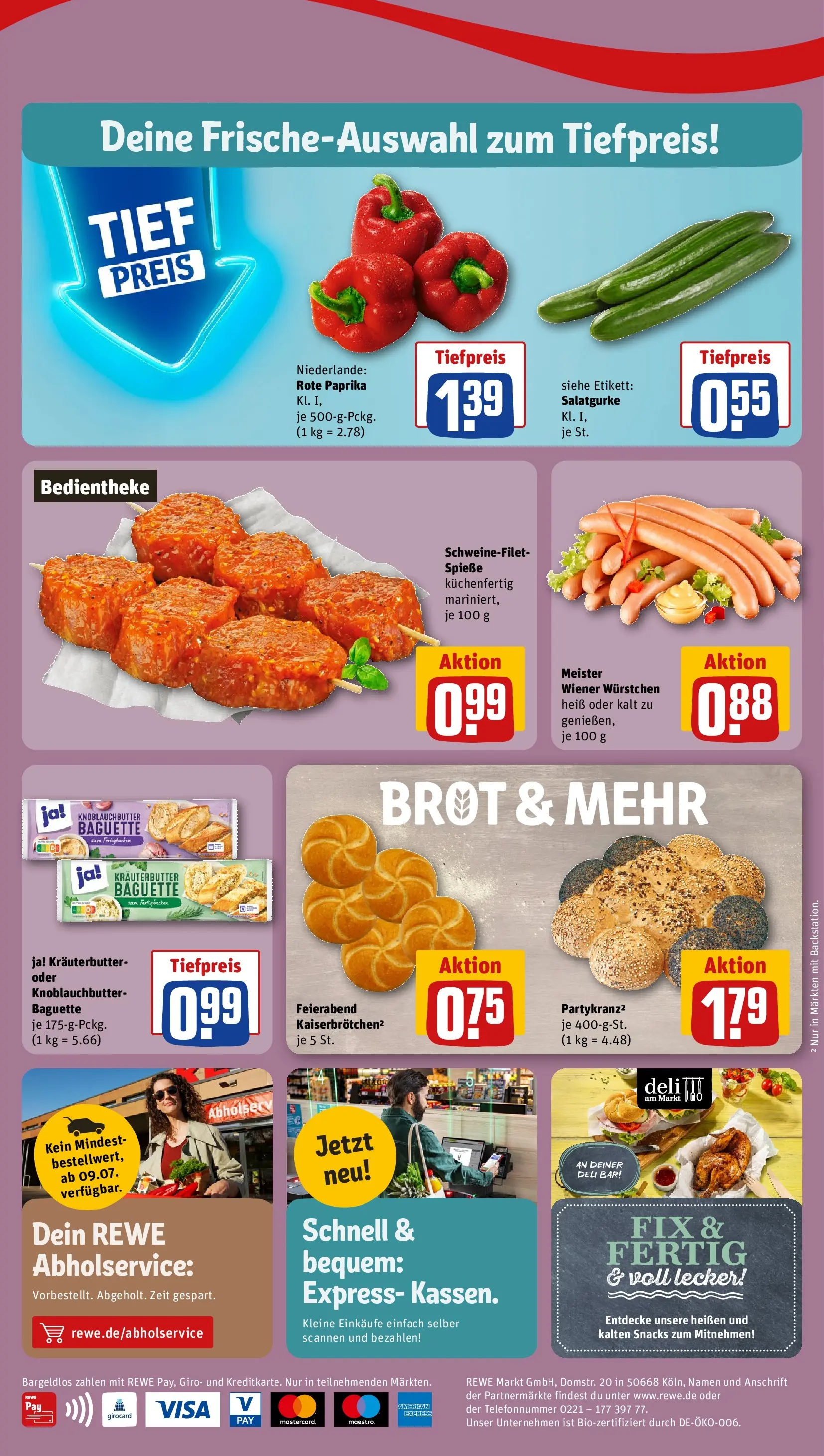 REWE Prospekt ab 21.06.2026 zum Blättern » Angebote | Seite: 2 | Produkte: Kräuterbutter, Spieße, Schweinefilet, Paprika