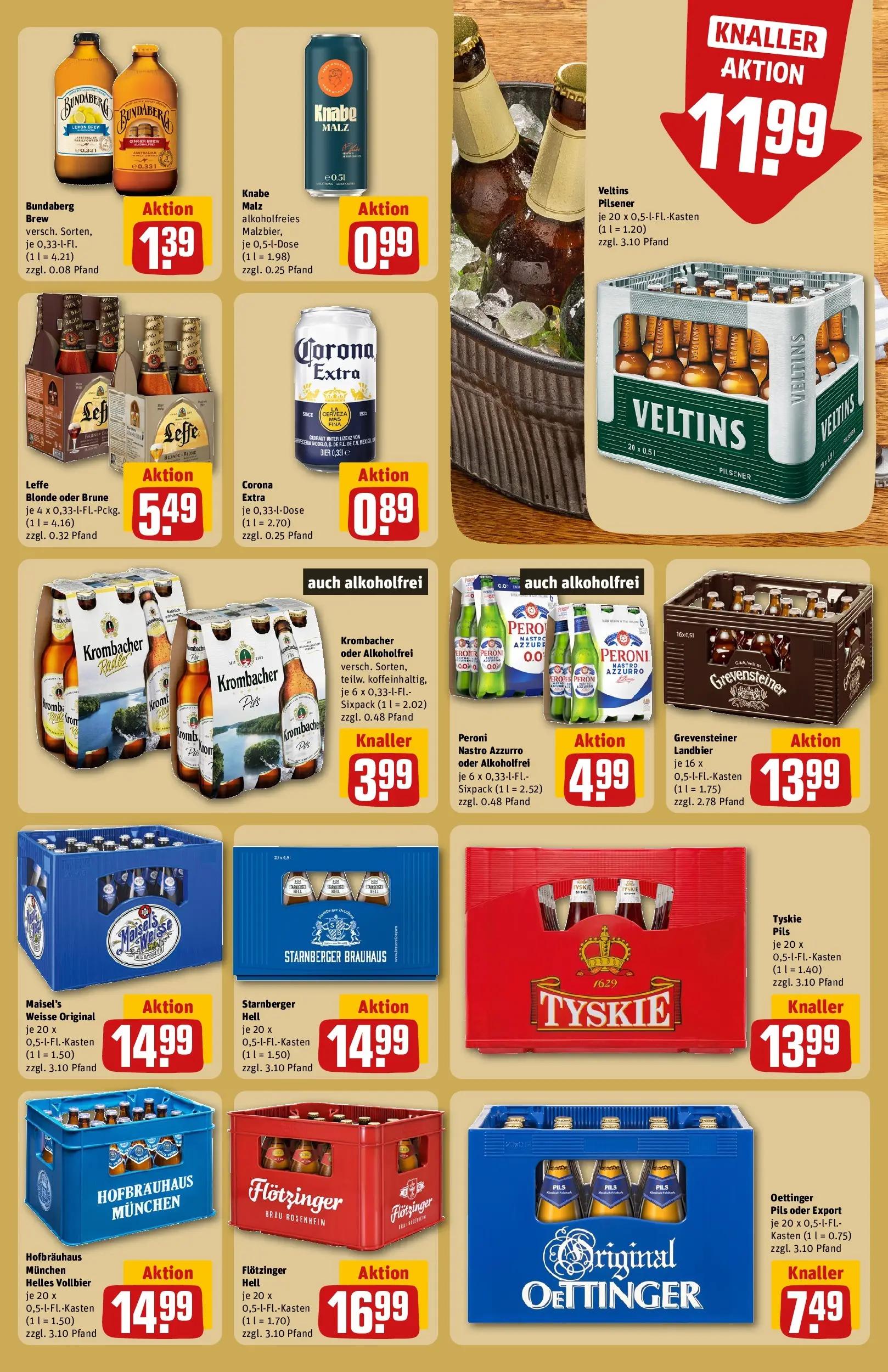 REWE Prospekt ab 21.06.2026 zum Blättern » Angebote | Seite: 19 | Produkte: Tyskie, Bier, Krombacher, Veltins