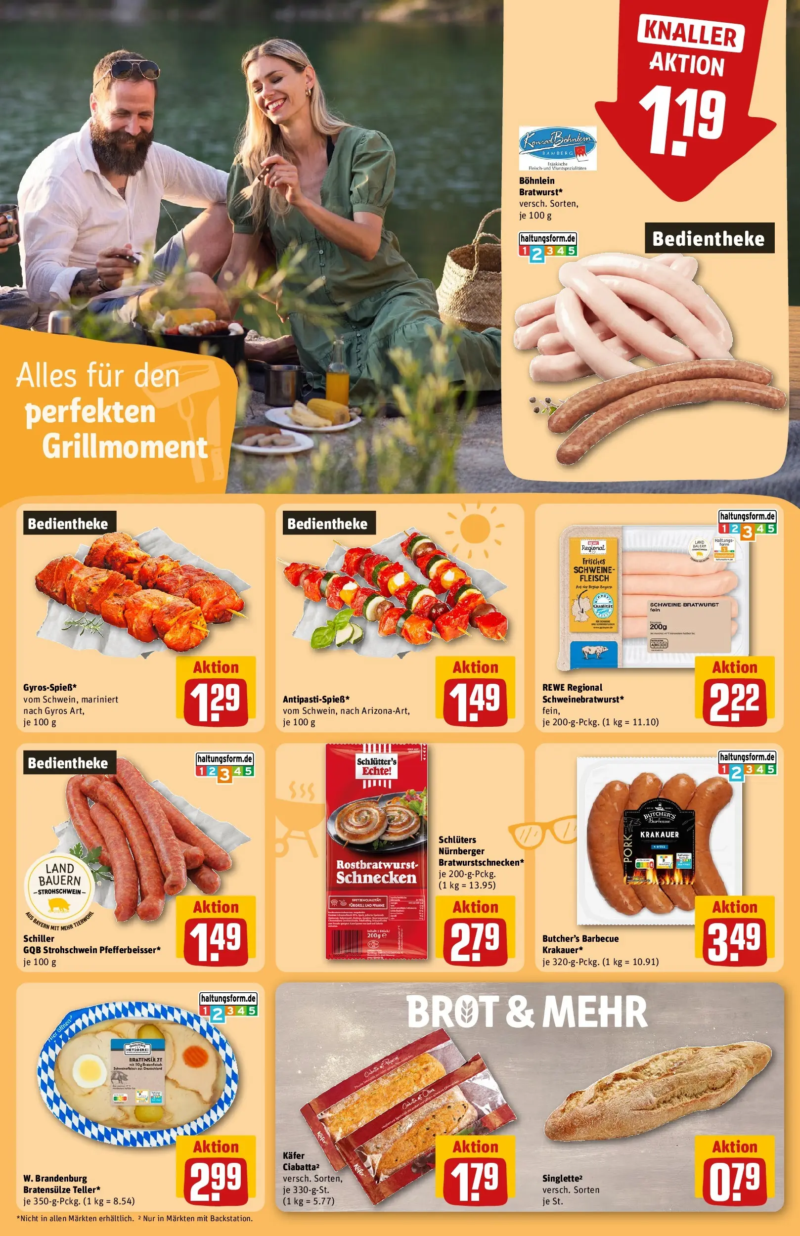 REWE Prospekt ab 21.06.2026 zum Blättern » Angebote | Seite: 20 | Produkte: Bratwurst, Gyros, Brot, Fleisch