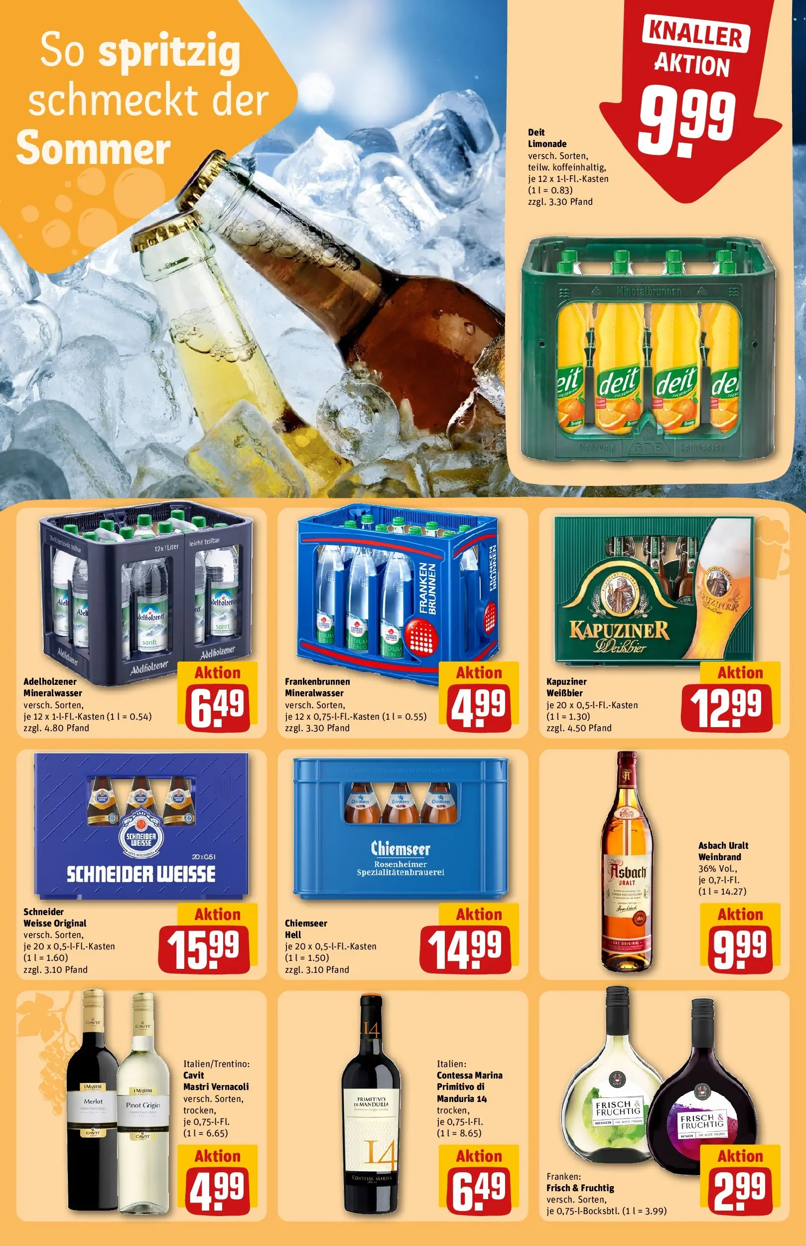 REWE Prospekt ab 21.06.2026 zum Blättern » Angebote | Seite: 23 | Produkte: Weißbier, Adelholzener, Limonade, Asbach