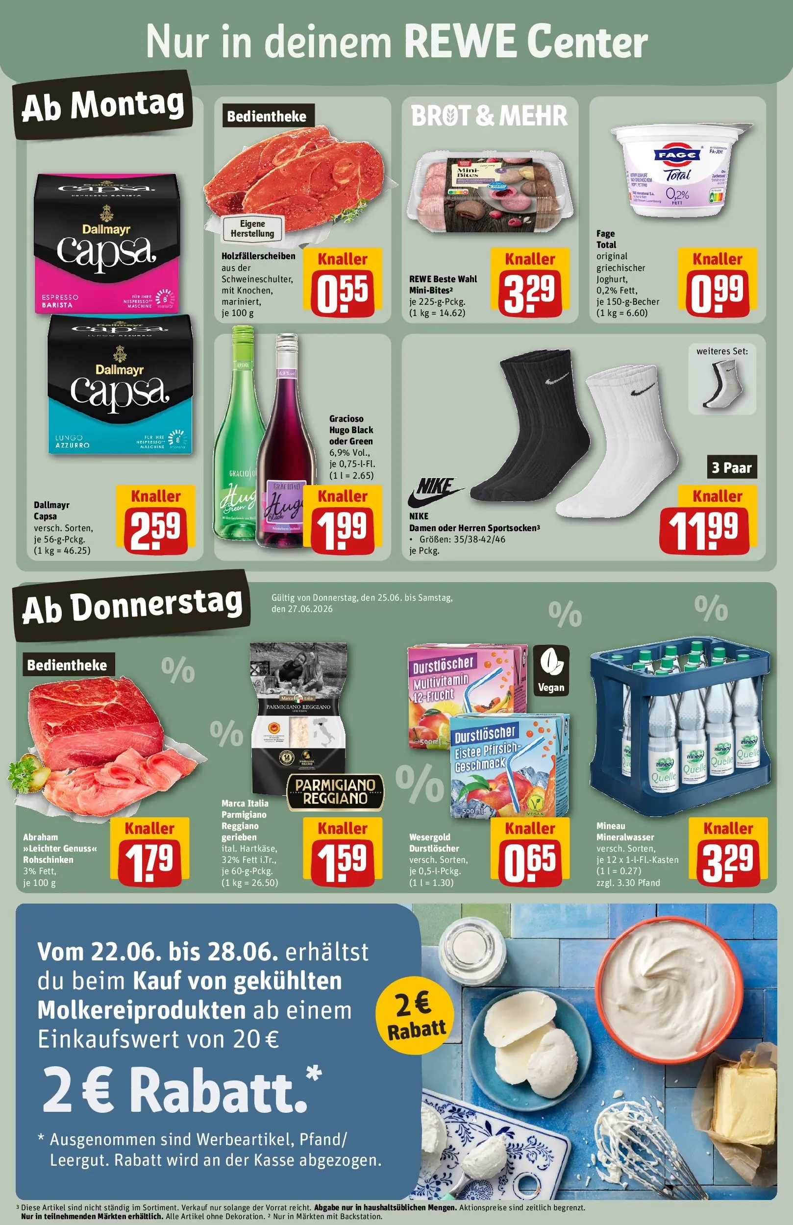 REWE Prospekt ab 21.06.2026 zum Blättern » Angebote | Seite: 3 | Produkte: Mineralwasser, Dallmayr, Brot, Dallmayr capsa