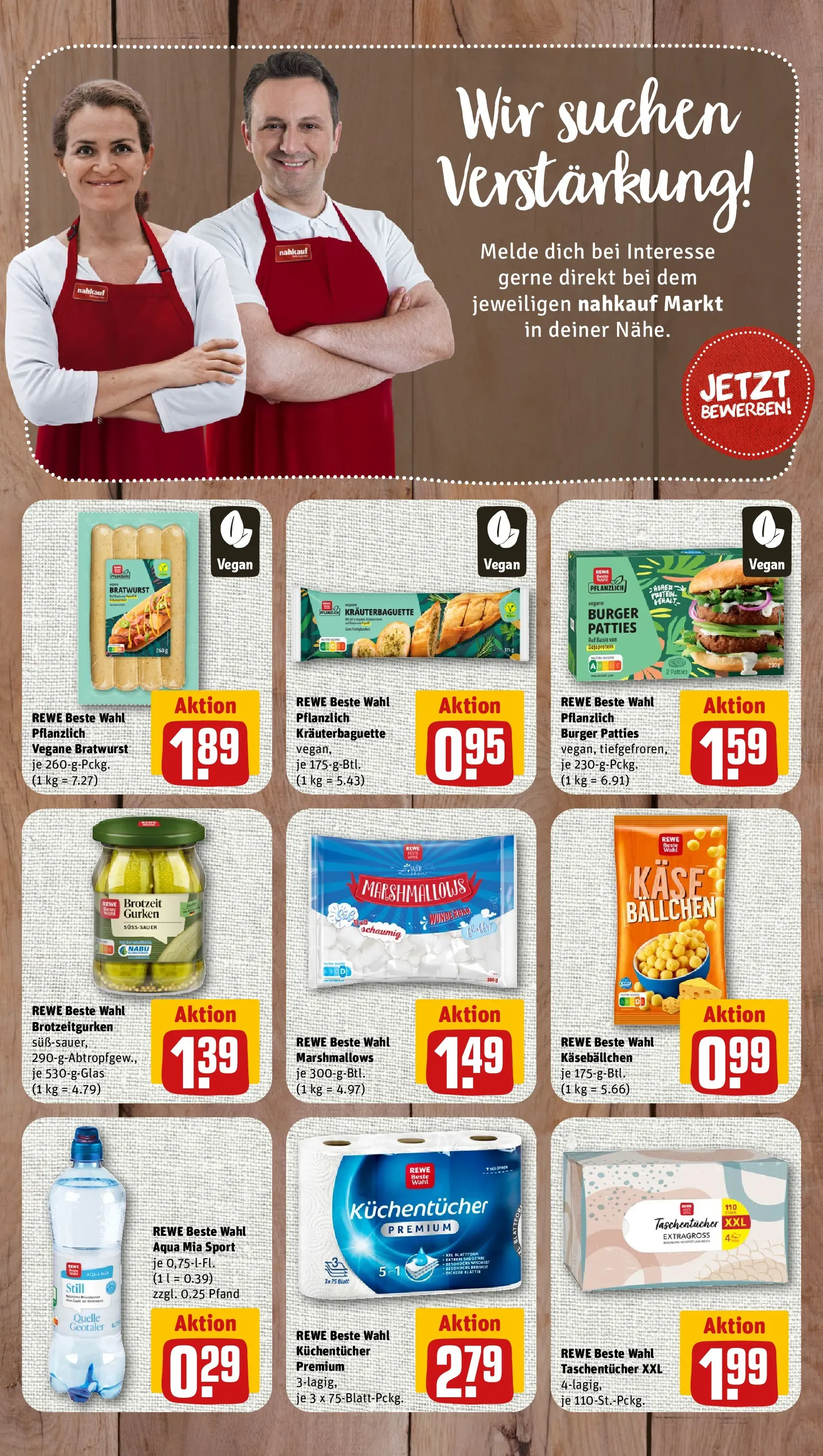 REWE Prospekt ab 21.06.2026 zum Blättern » Angebote | Seite: 7 | Produkte: Käse, Bratwurst, Burger, Gurken