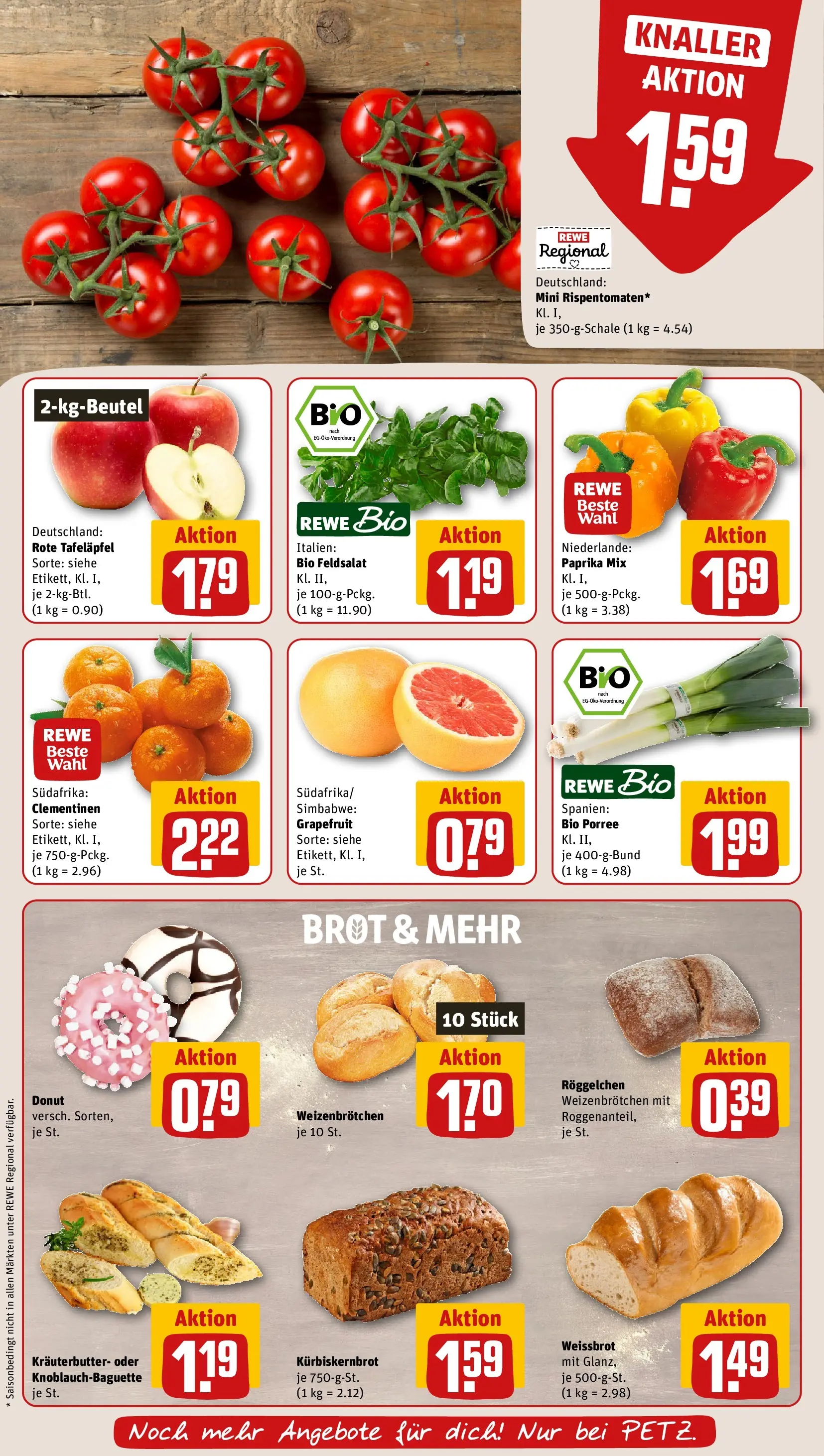REWE Prospekt ab 21.06.2026 zum Blättern » Angebote | Seite: 9 | Produkte: Baguette, Kräuterbutter, Grapefruit, Paprika