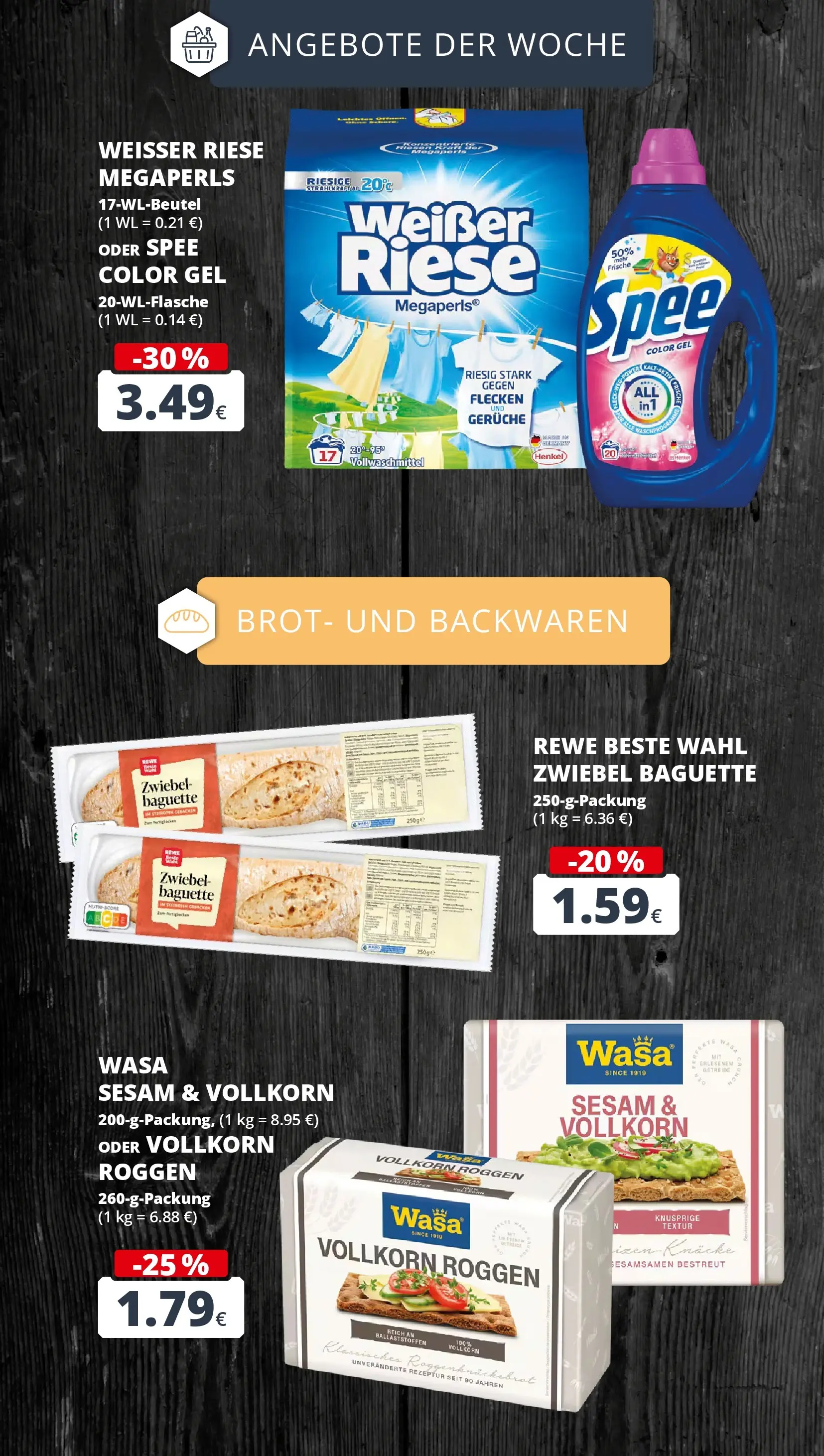 REWE Prospekt ab 21.06.2026 zum Blättern » Angebote | Seite: 8 | Produkte: Waschmittel, Wasa knackebrot, Brot, Getreide