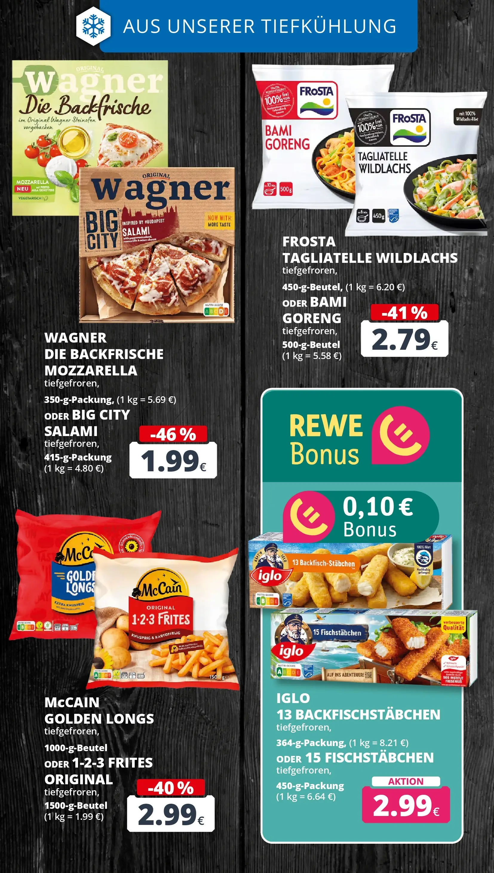 REWE Prospekt ab 21.06.2026 zum Blättern » Angebote | Seite: 21 | Produkte: Mozzarella, McCain, Fischstabchen, Pizza