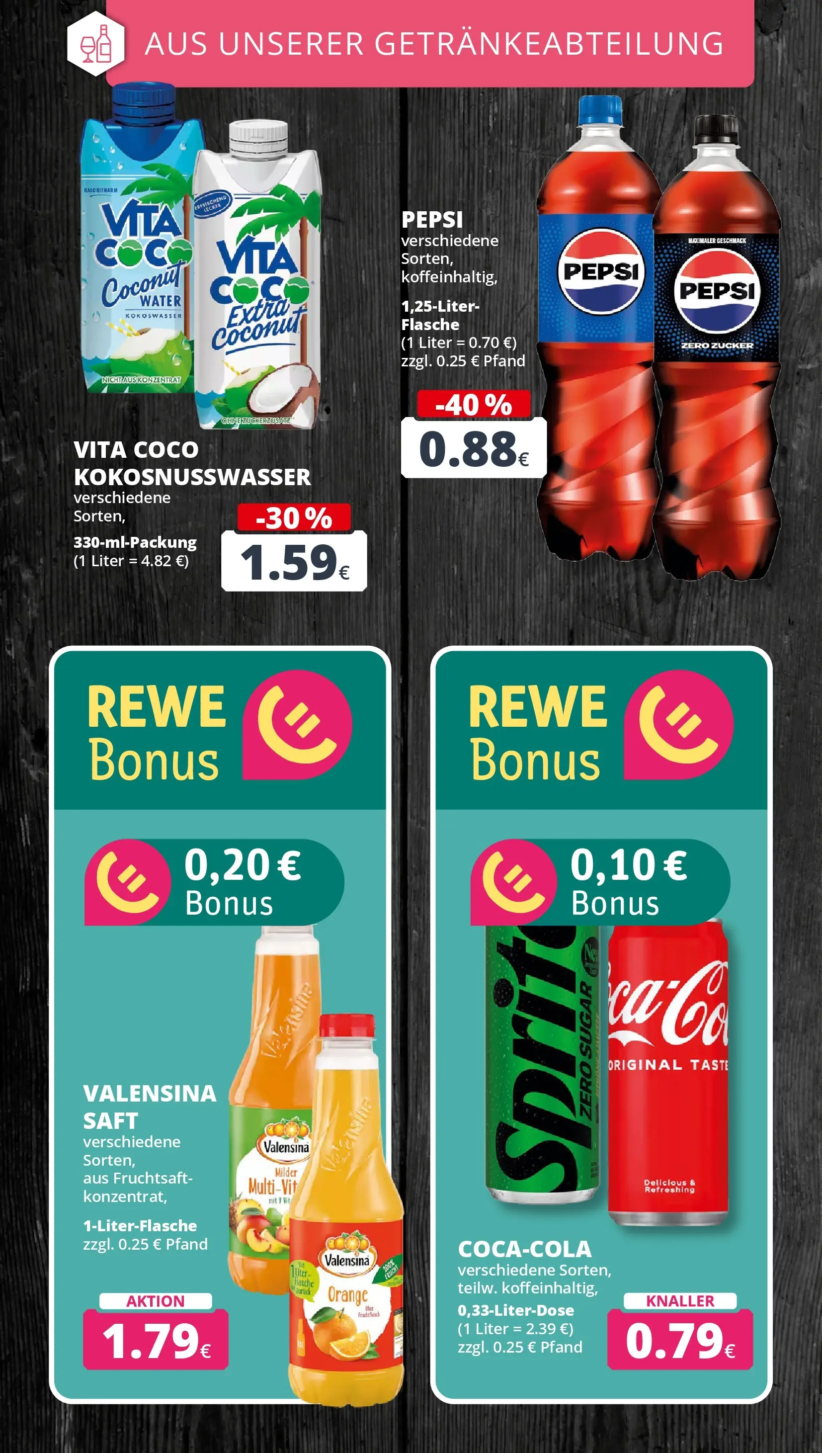 REWE Prospekt ab 21.06.2026 zum Blättern » Angebote | Seite: 23 | Produkte: Cola, Zucker, Saft, Fruchtsaft