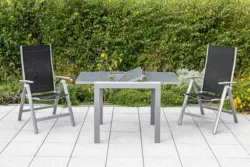 Gartentisch ausziehbar Semi Metall/Glas L: 80-120 cm