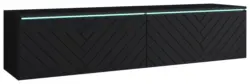 TV-Lowboard mit LED ca. 140x30 cm Schwarz Fischgr.