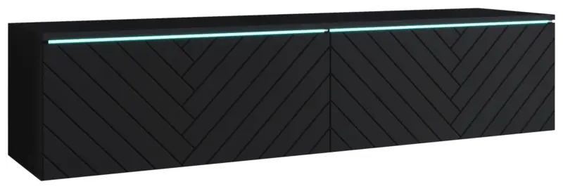 TV-Lowboard mit LED ca. 140x30 cm Schwarz Fischgr.