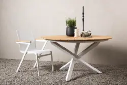 Gartentisch Mexico ca. 140x75 cm Alu Wei&szlig;/Teak