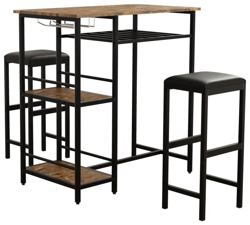 Bartischset Kolari 3-tlg. Schwarz/Eichefarben