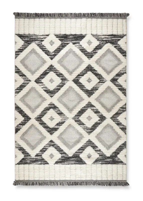 Webteppich Selma 3 in Grau/Wei&szlig; ca. 160x230cm