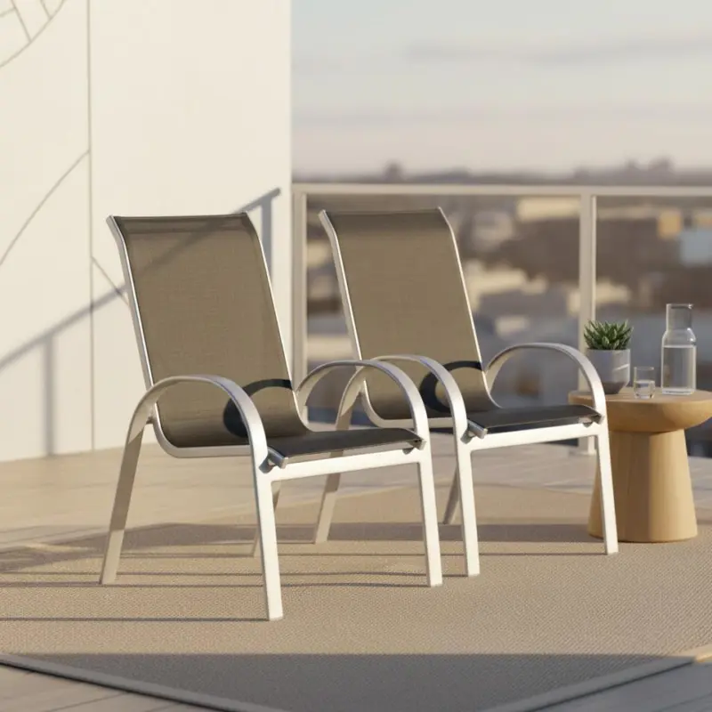 Gartensessel Amalfi 2er-Set stapelbar Metall/Textil