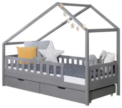 Hausbett Lou ca. 90x200 cm Holz Hellgrau