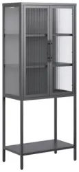 Vitrine Cube Schwarz Metall Riffelglas