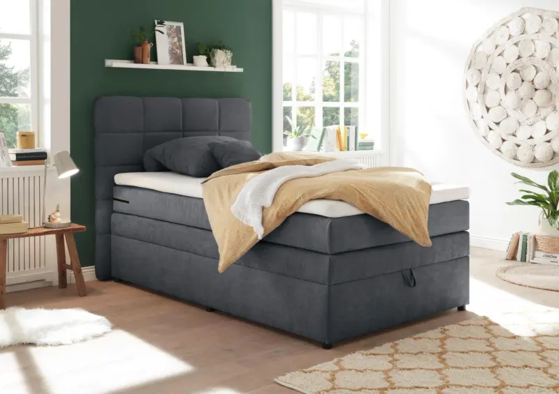 Boxspringbett Tacoma 3 inkl. Topper ca. 120x200cm Anthrazit