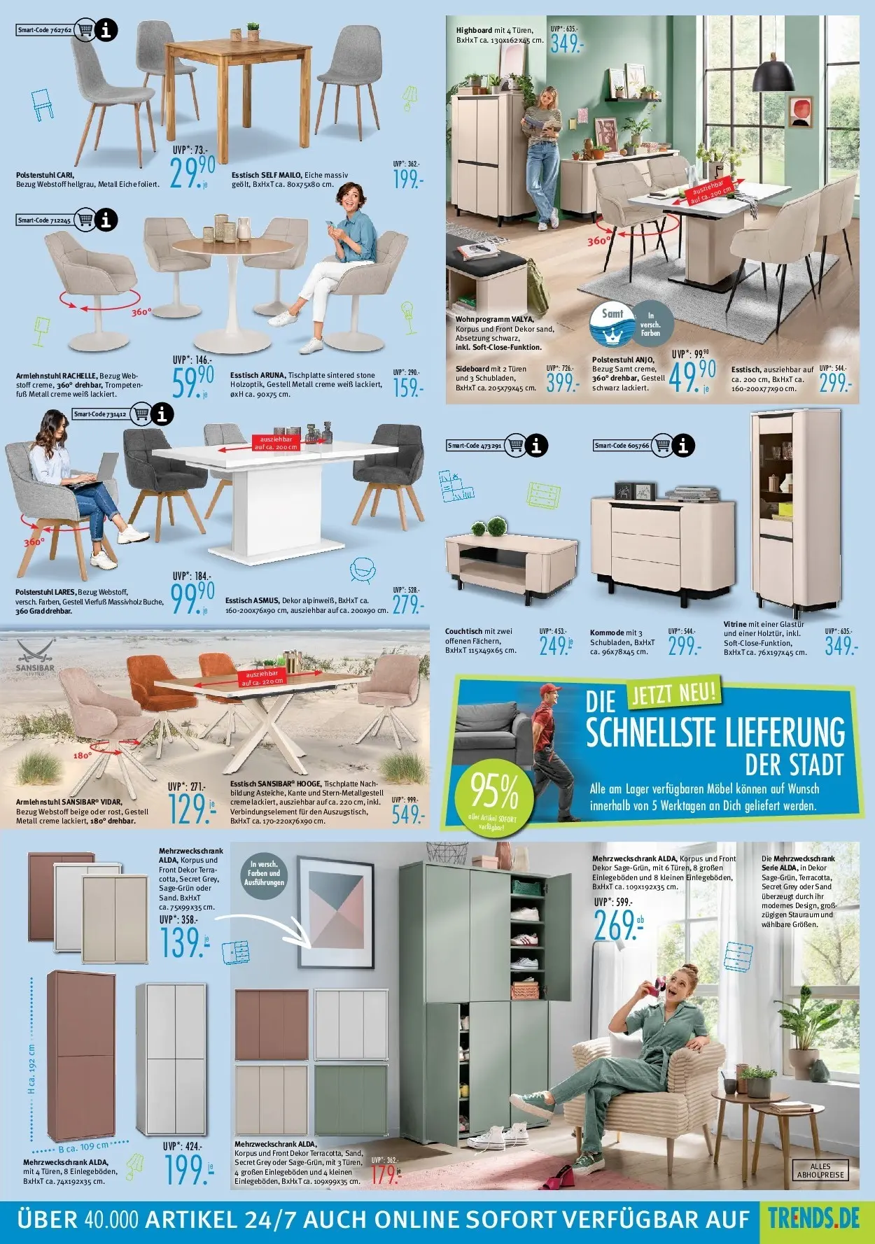 Trends - Ostermann Trends: Neue Möbel wirken Wunder. (ab 26.06.2026) zum Blättern | Seite: 5 | Produkte: Vitrine, Kommode, Couchtisch, Creme