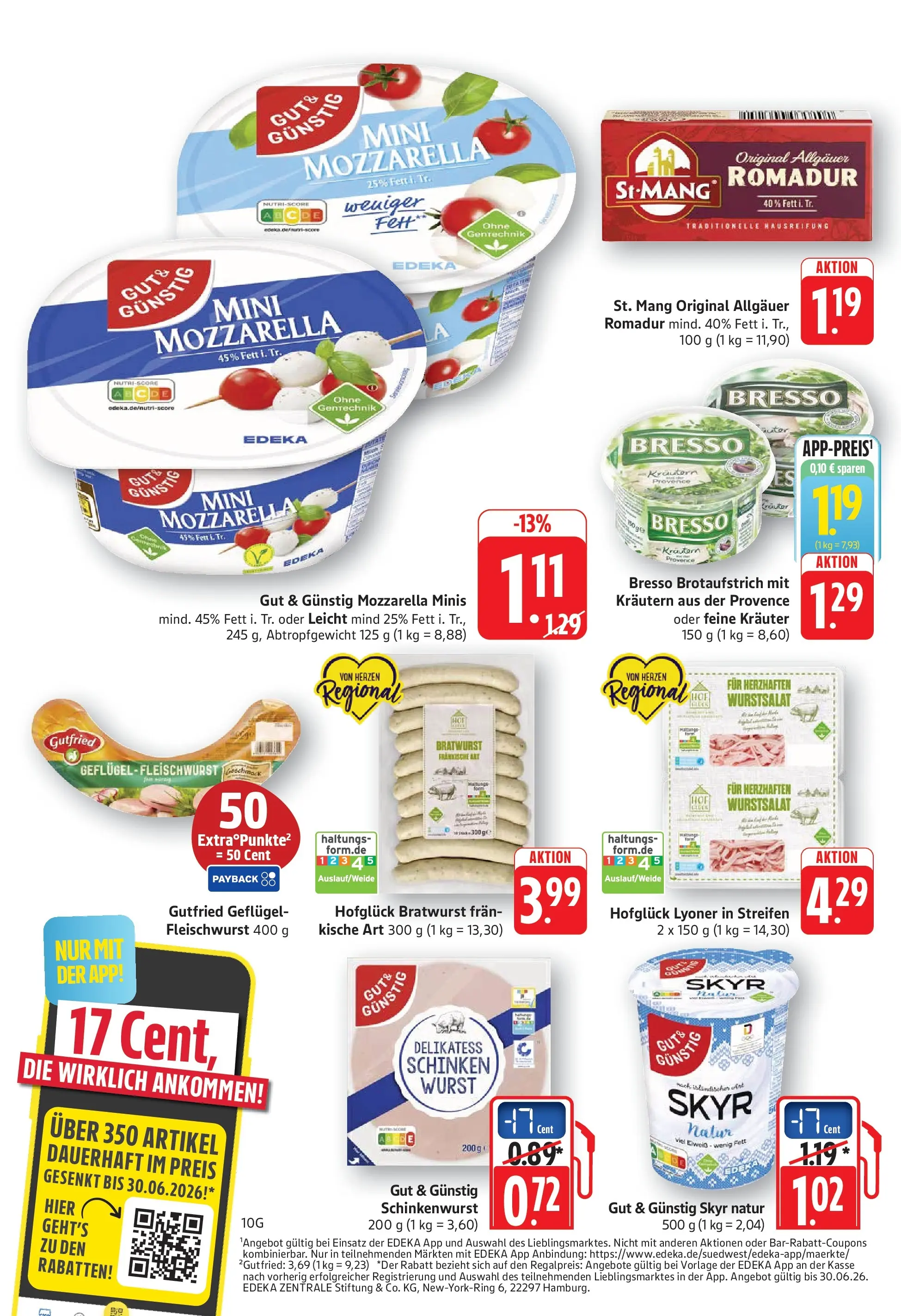 Edeka prospekt Göppingen (ab 21.06.2026) » Angebote Online | Seite: 10 | Produkte: Bratwurst, Bresso, Skyr, Schinken