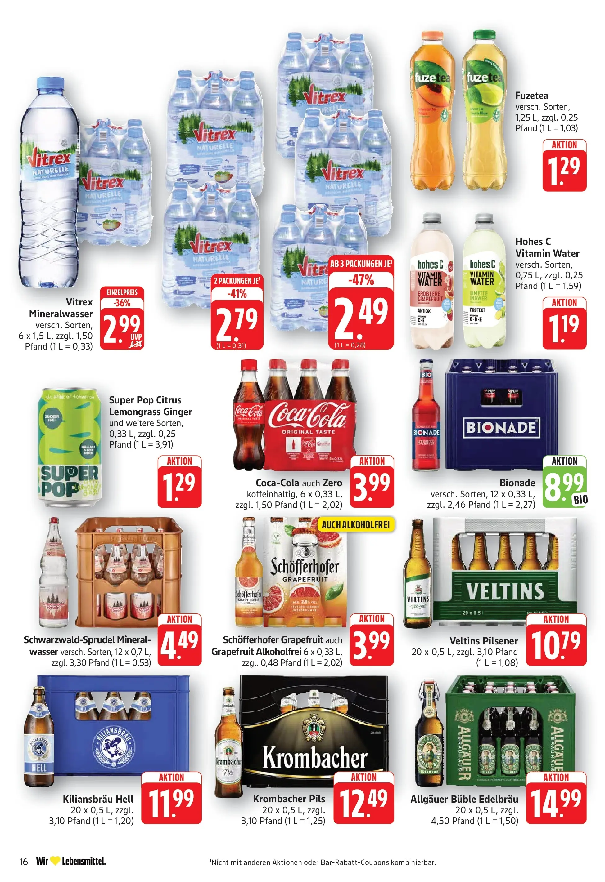 Edeka prospekt Göppingen (ab 21.06.2026) » Angebote Online | Seite: 16 | Produkte: Cola, Grapefruit, Limette, Krombacher