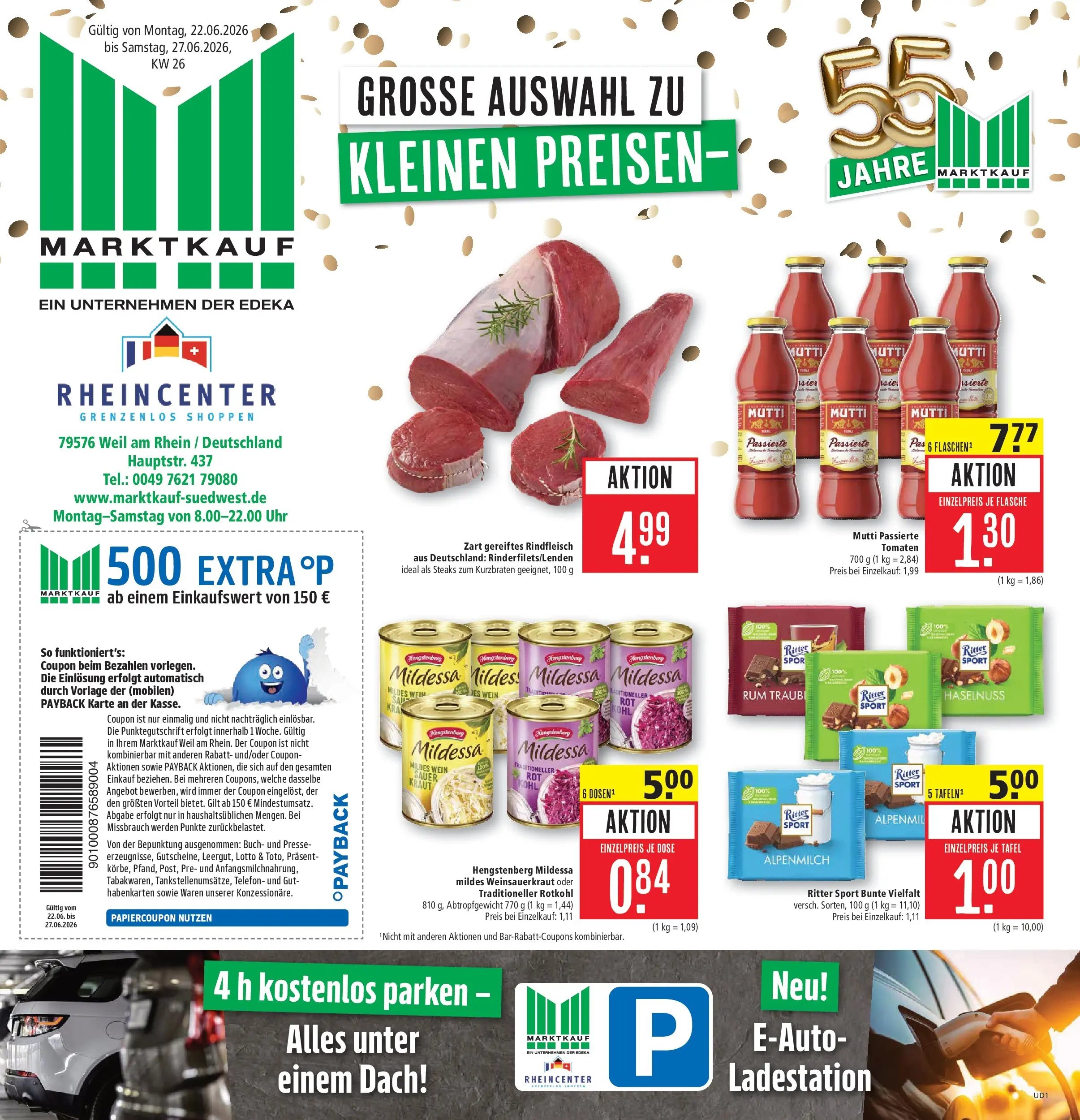 Marktkauf Prospekt Weil Am Rhein (ab 21.06.2026) » Angebote online | Seite: 1 | Produkte: Rotkohl, Ritter sport, Tomaten, Rindfleisch