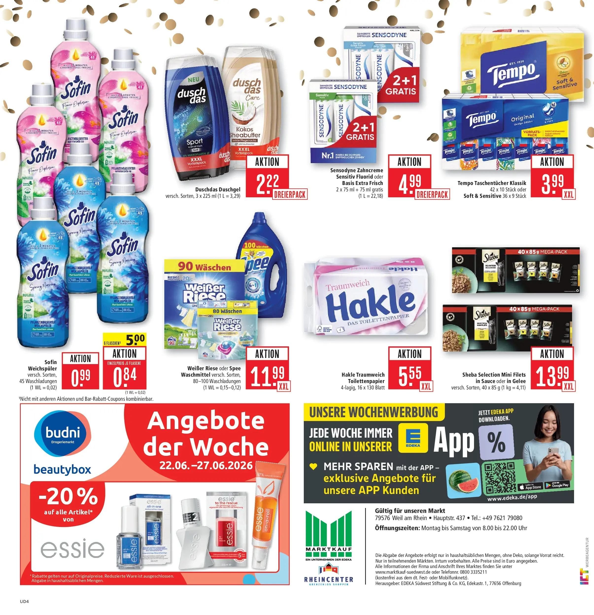 Marktkauf Prospekt Weil Am Rhein (ab 21.06.2026) » Angebote online | Seite: 4 | Produkte: Sheba, Duschgel, Spee, Waschmittel