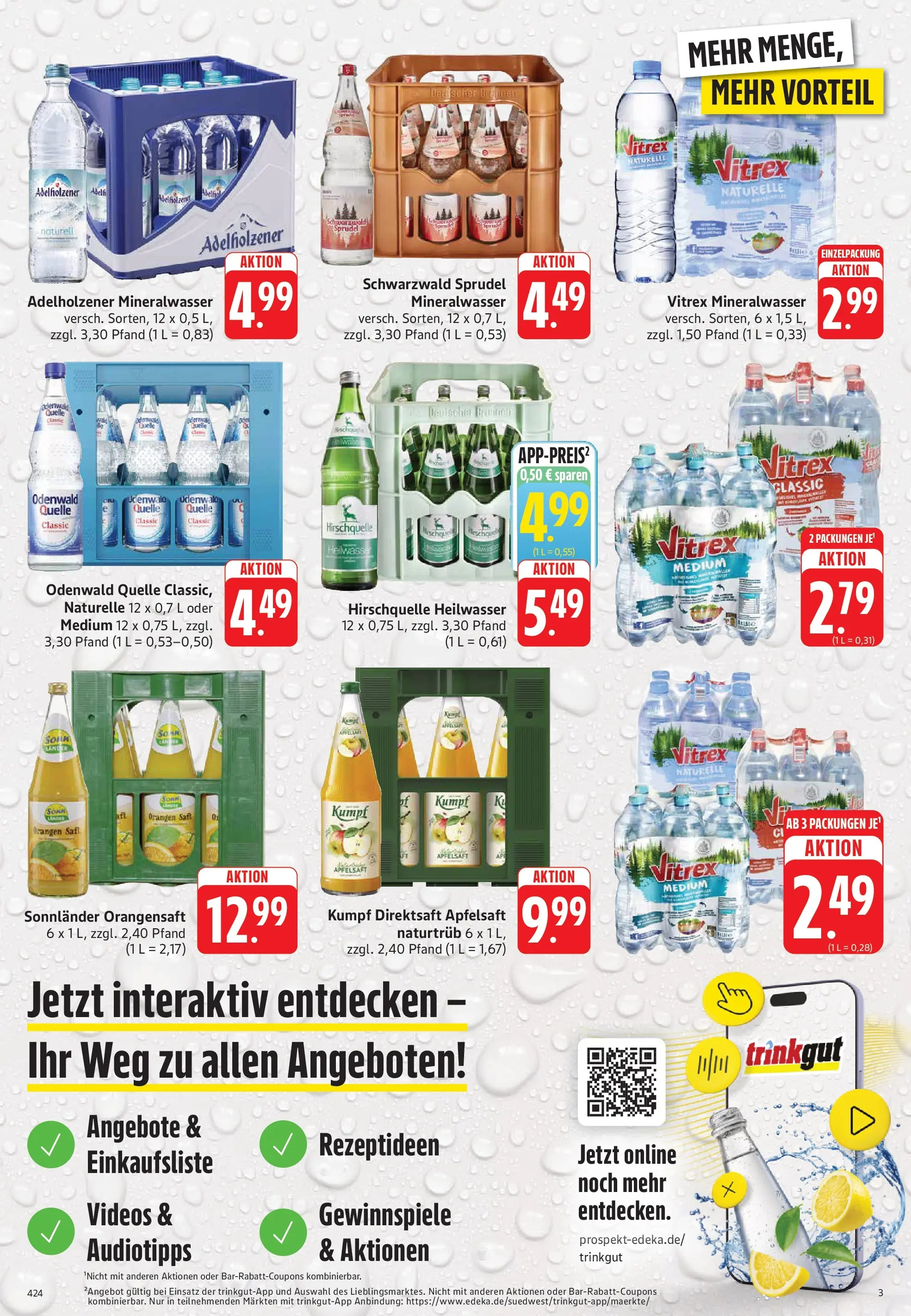 Trinkgut Prospekt Worms (ab 21.06.2026) » Angebote online | Seite: 3 | Produkte: Adelholzener, Orangen, Mineralwasser, Saft