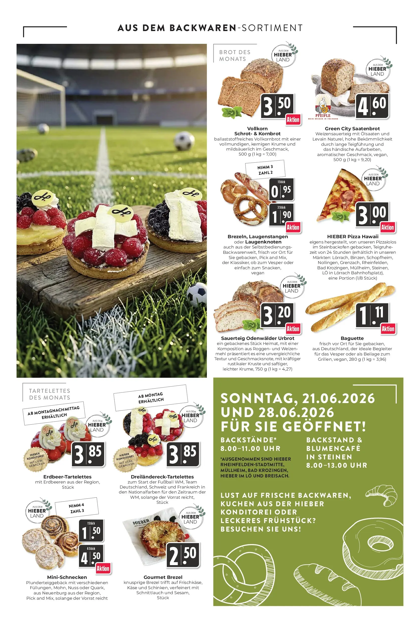 Angebote - Hieber's Frischecenter: Meine Woche (ab 21.06.2026) zum Blättern | Seite: 6 | Produkte: Fußball, Pizza, Erdbeeren, Uhr