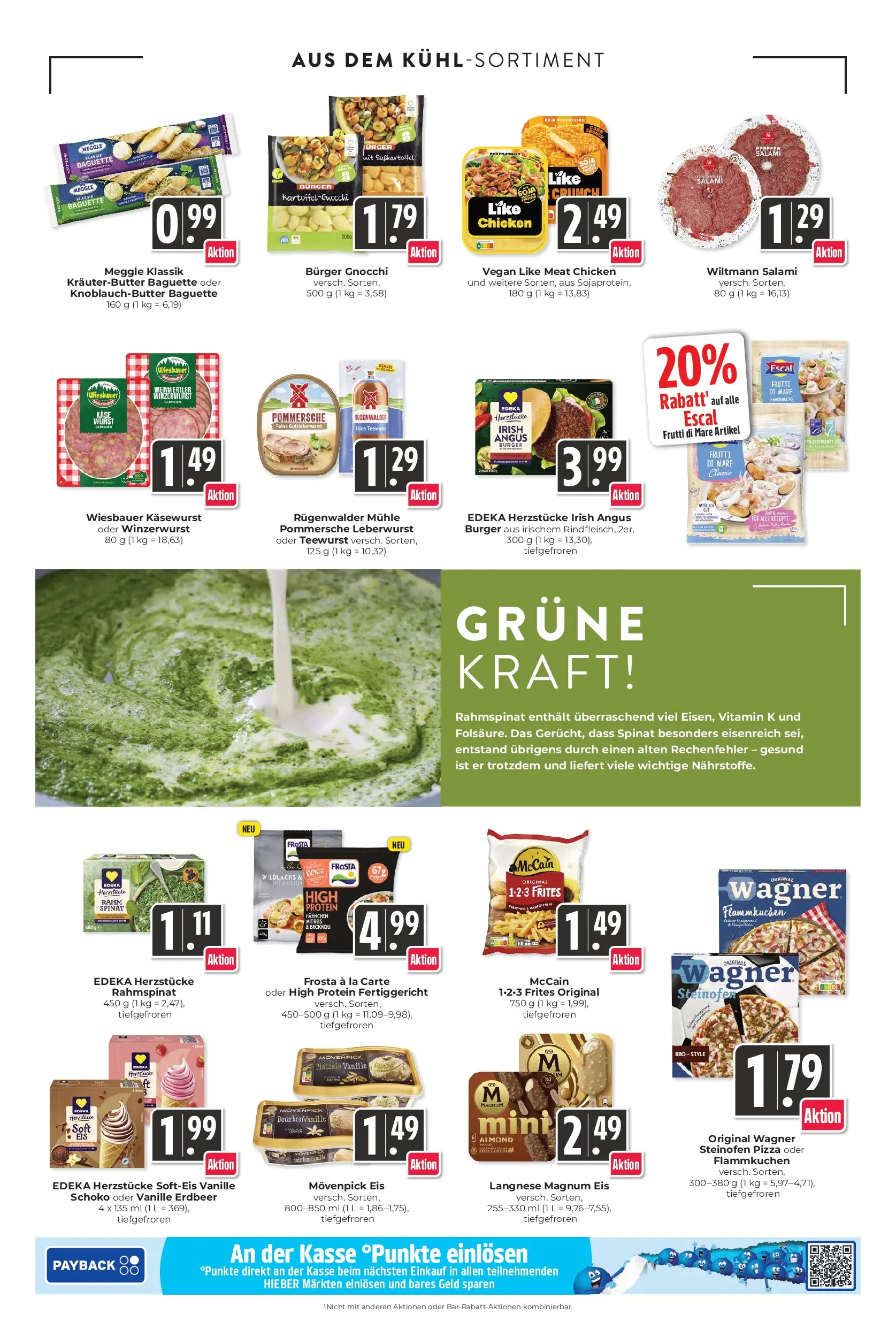 Angebote - Hieber's Frischecenter: Meine Woche (ab 21.06.2026) zum Blättern | Seite: 11 | Produkte: Langnese, Burger, Frosta, Salami