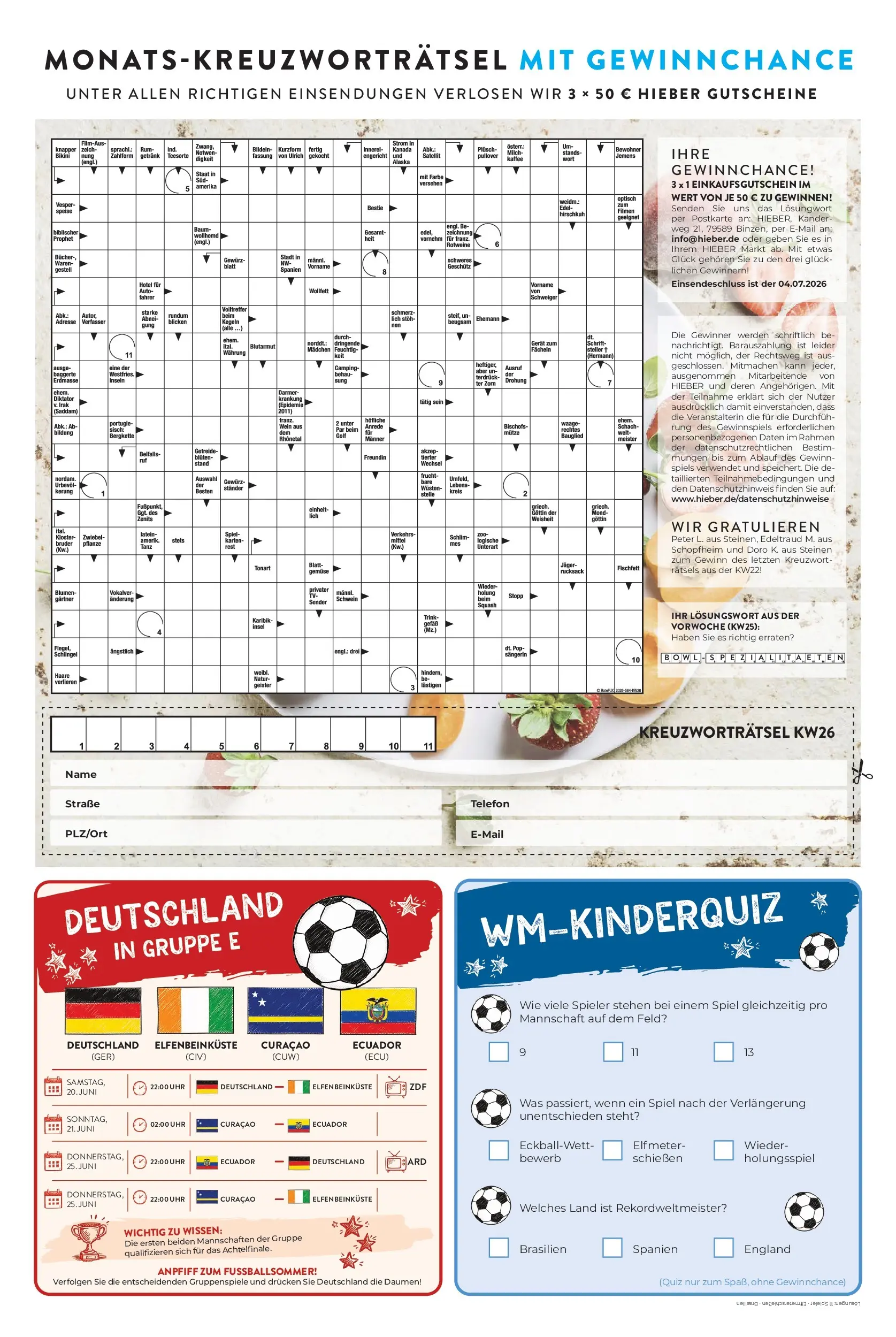 Angebote - Hieber's Frischecenter: Meine Woche (ab 21.06.2026) zum Blättern | Seite: 15 | Produkte: Milch, Blumen, Rucksack, Uhr