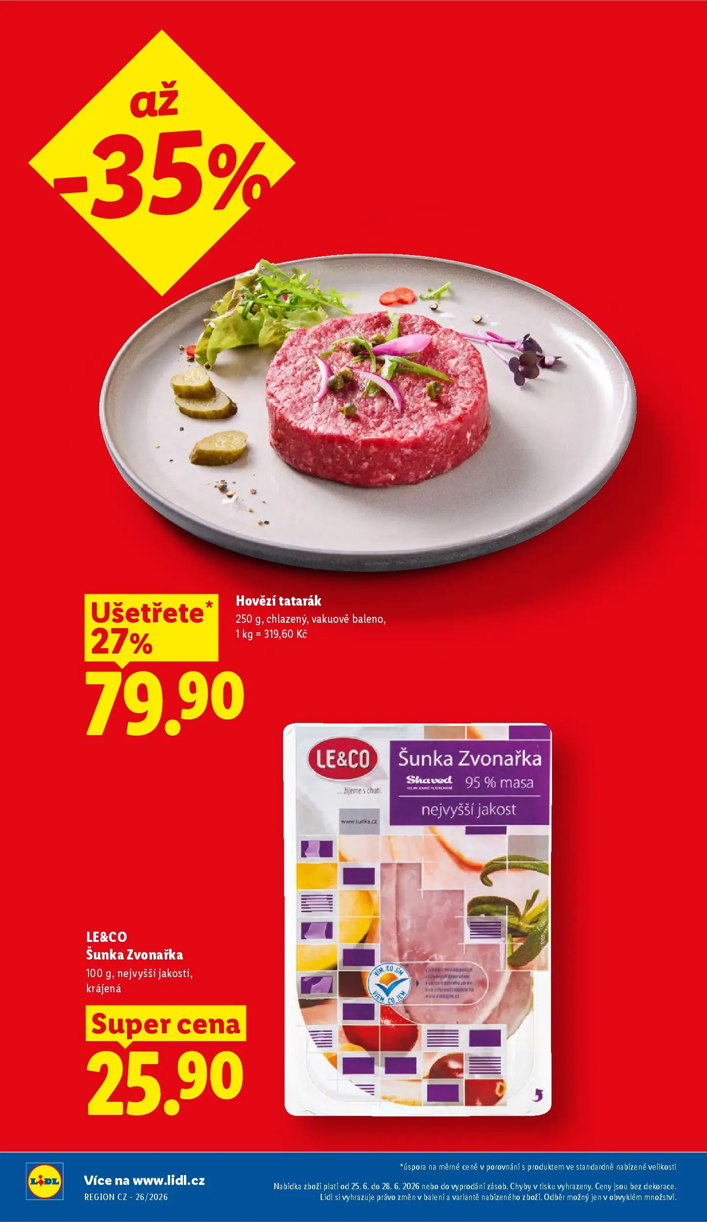 Lidl leták od 24.06.2026 - Nový akční leták | Strana: 8 | Produkty: Hovězí, Šunka, Hovězí tatarák, Tatarák
