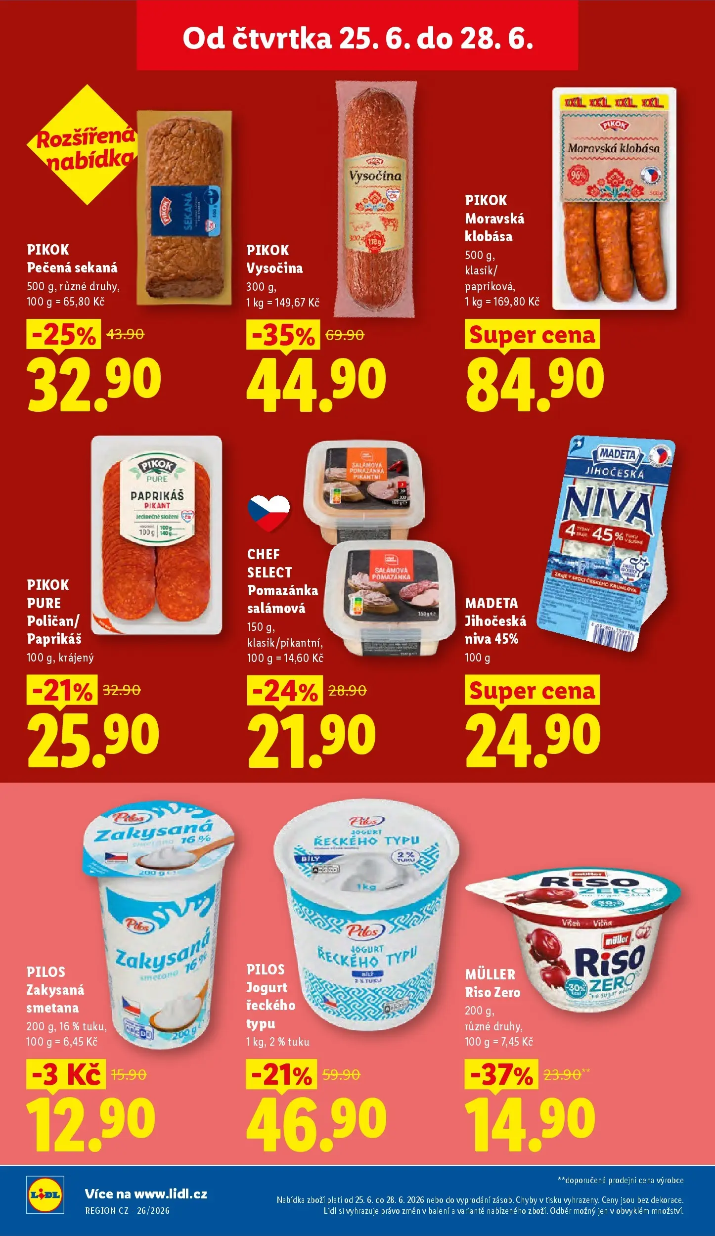 Lidl leták od 24.06.2026 - Nový akční leták | Strana: 18 | Produkty: Klobása, Zakysaná smetana, Niva, Pikok