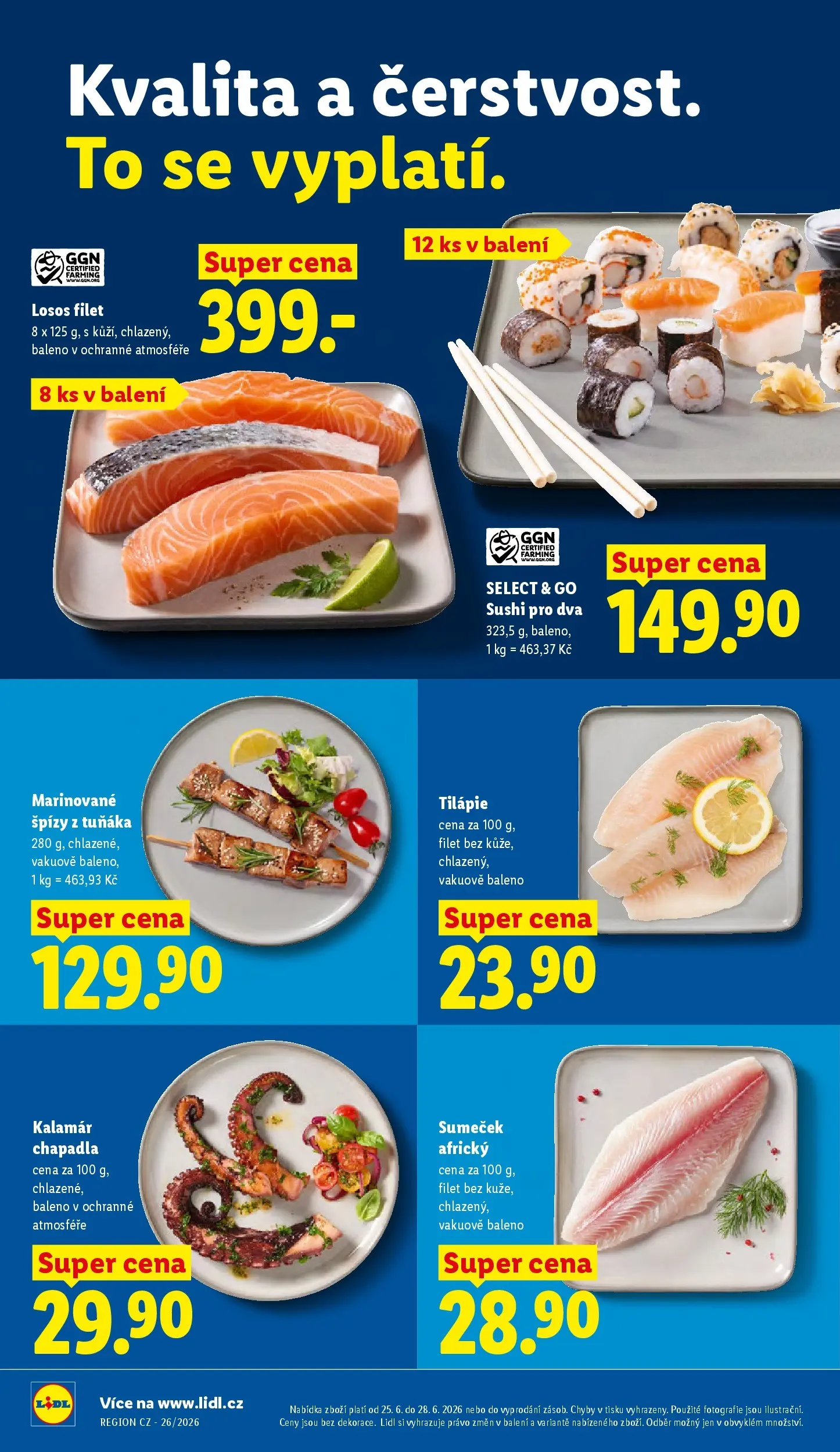 Lidl leták od 24.06.2026 - Nový akční leták | Strana: 20 | Produkty: Losos, Tilapie, Sushi, Filet