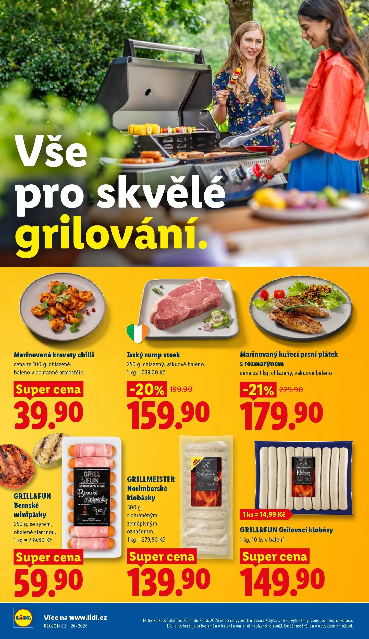 Lidl leták od 24.06.2026 - Nový akční leták | Strana: 22 | Produkty: Steak, Klobásy, Klobásky, Krevety