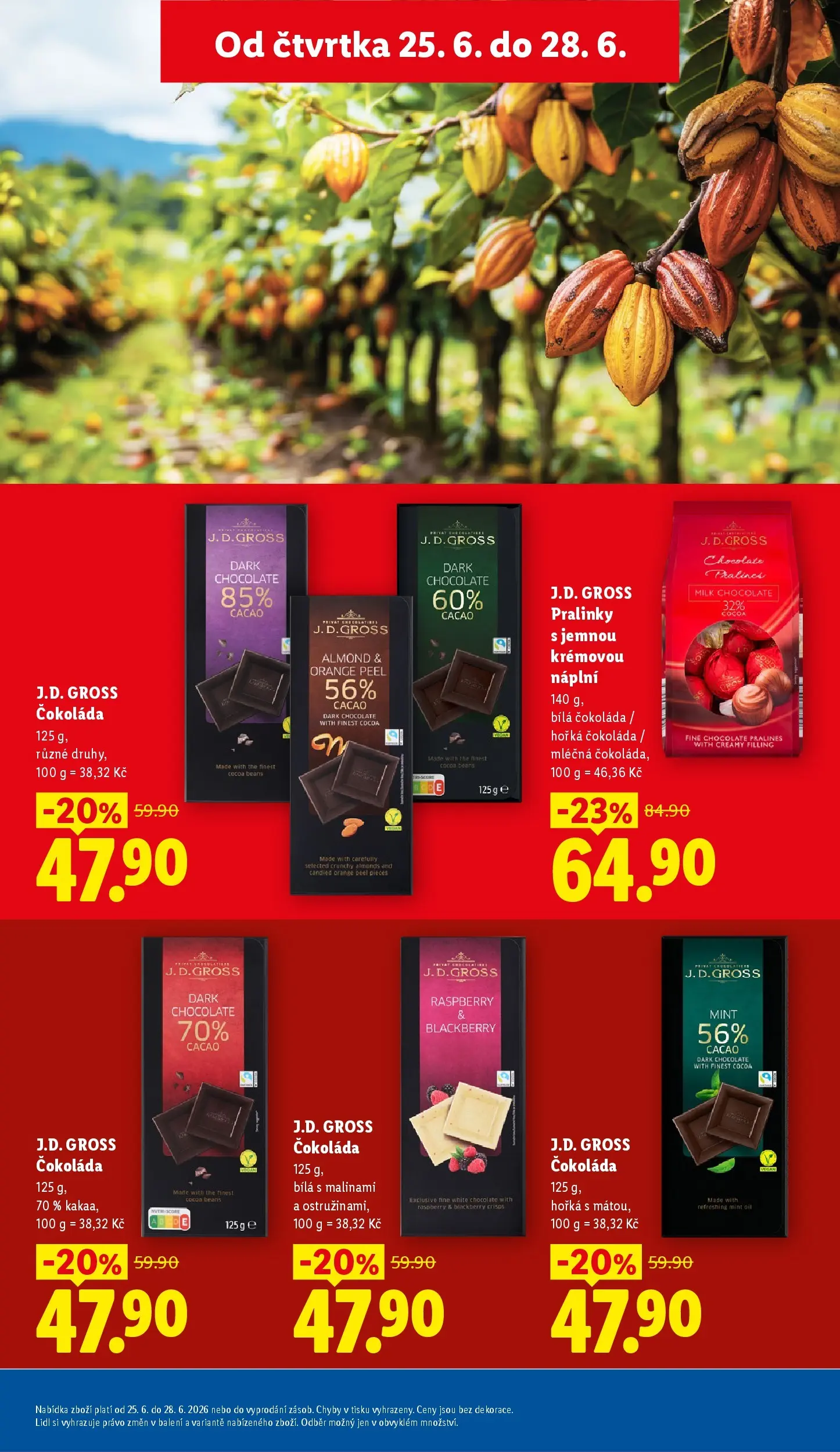 Lidl leták od 24.06.2026 - Nový akční leták | Strana: 28 | Produkty: Čokoláda, Horká čokoláda, Bílá čokoláda, Milk chocolate