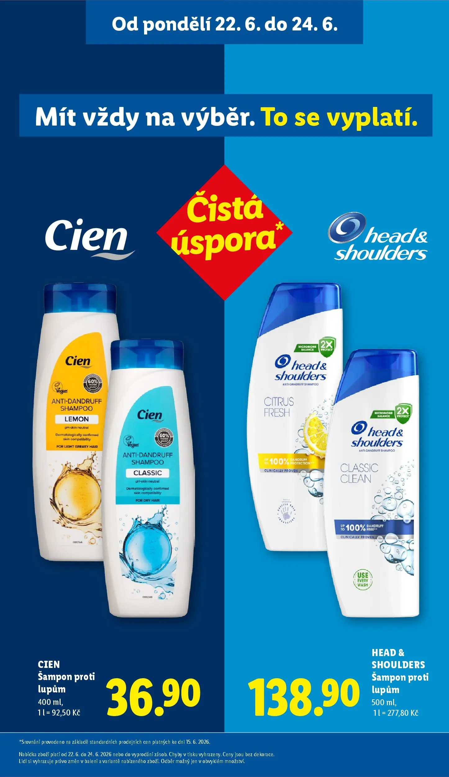 Lidl leták od 24.06.2026 - Nový akční leták | Strana: 29 | Produkty: Cien, Šampon proti lupům, Head & Shoulders, Šampon