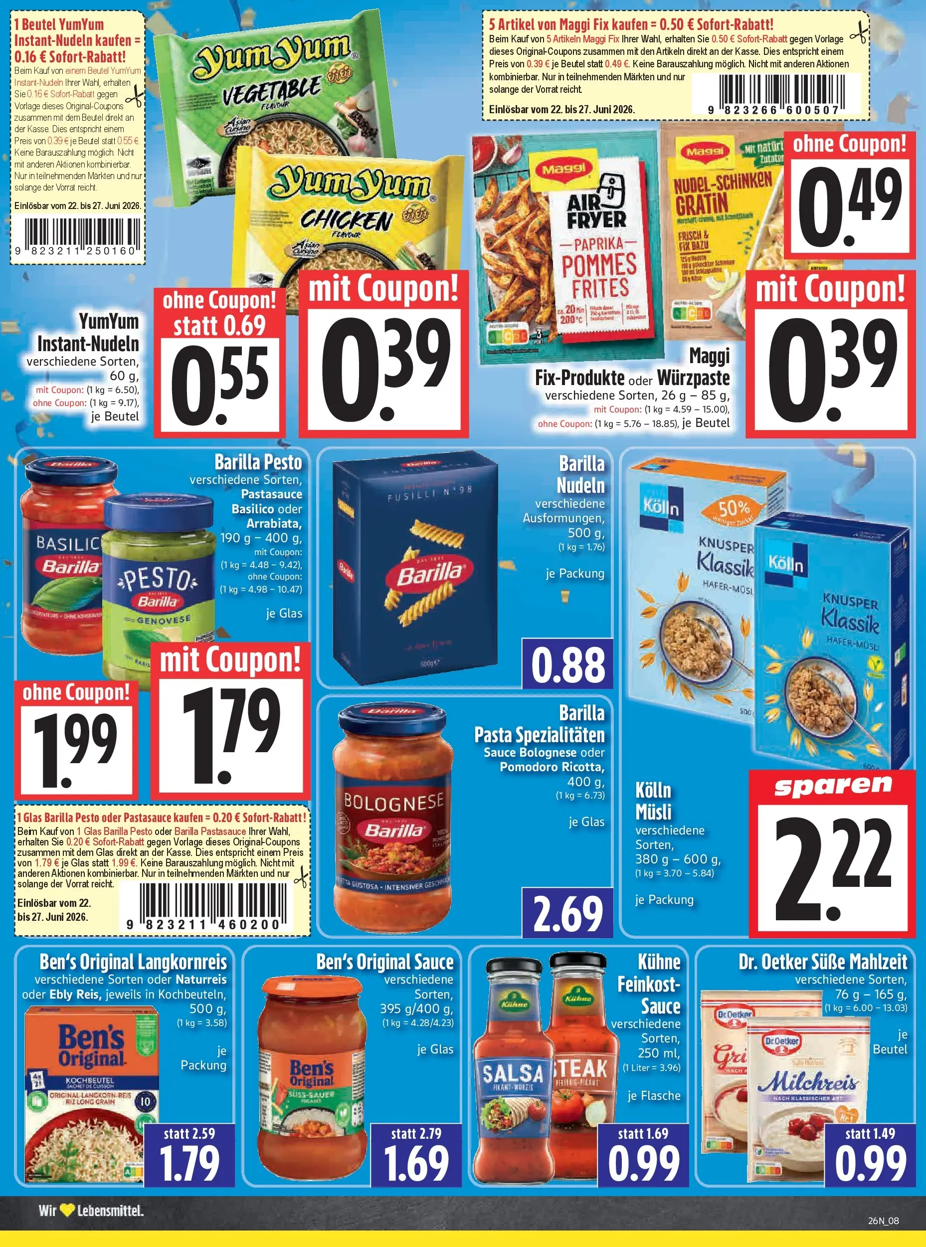 Angebote - Edeka Hahner: Wochenangebote (ab 21.06.2026) zum Blättern | Seite: 10 | Produkte: Barilla, Pommes, Paprika, Steak