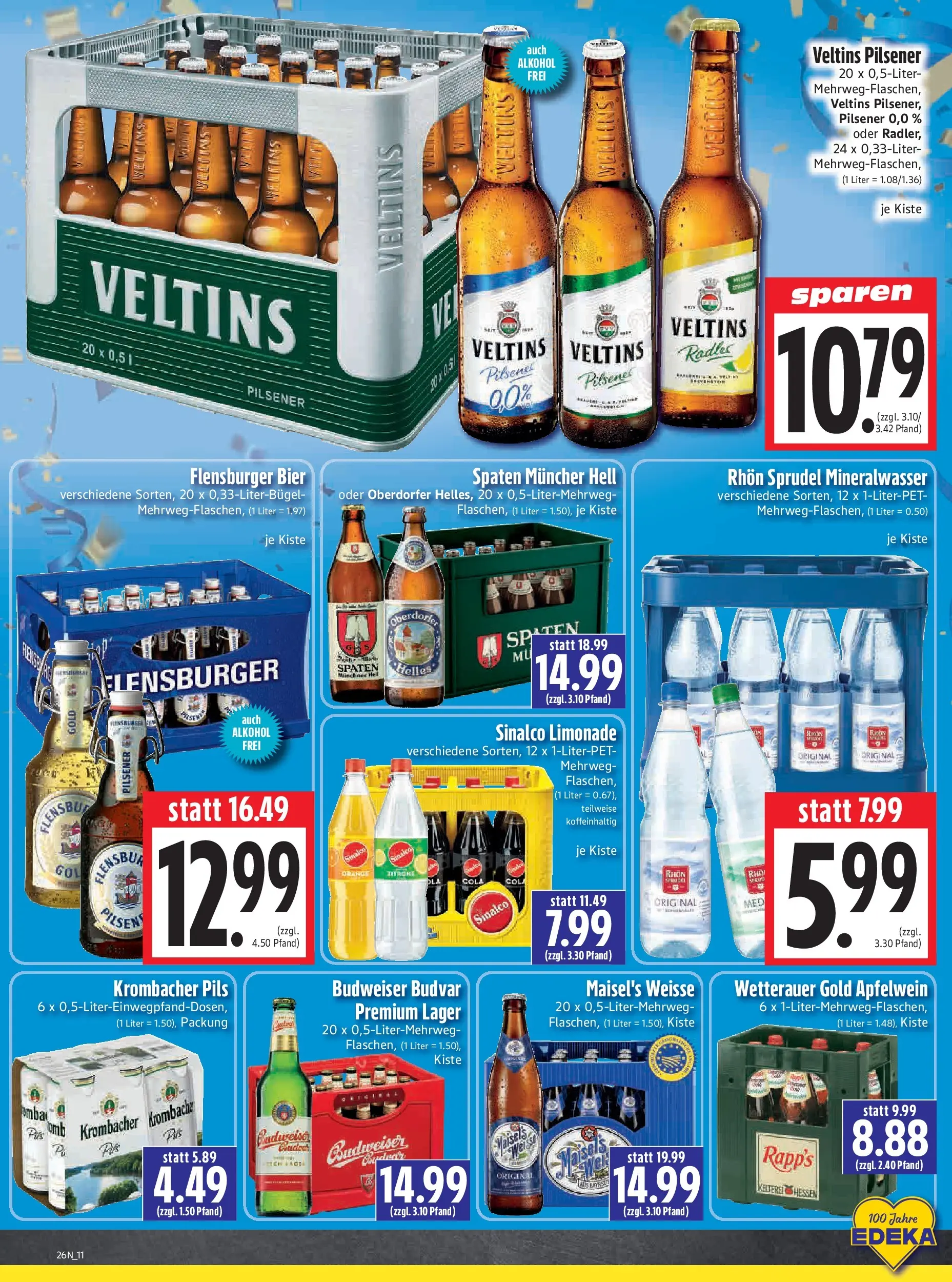 Angebote - Edeka Hahner: Wochenangebote (ab 21.06.2026) zum Blättern | Seite: 13 | Produkte: Sinalco, Bier, Radler, Krombacher