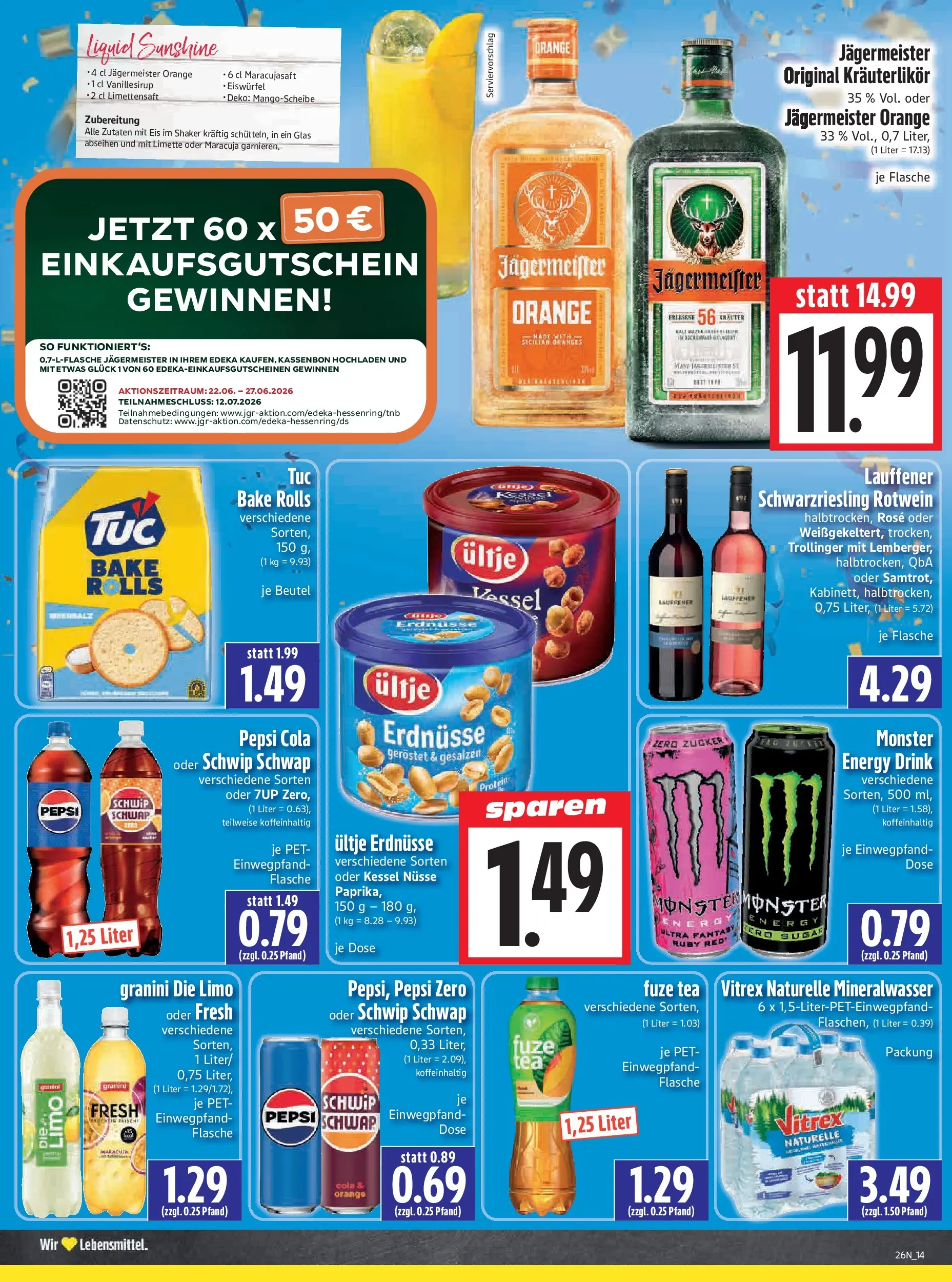Angebote - Edeka Hahner: Wochenangebote (ab 21.06.2026) zum Blättern | Seite: 16 | Produkte: Erdnüsse, Cola, Energy, Zucker