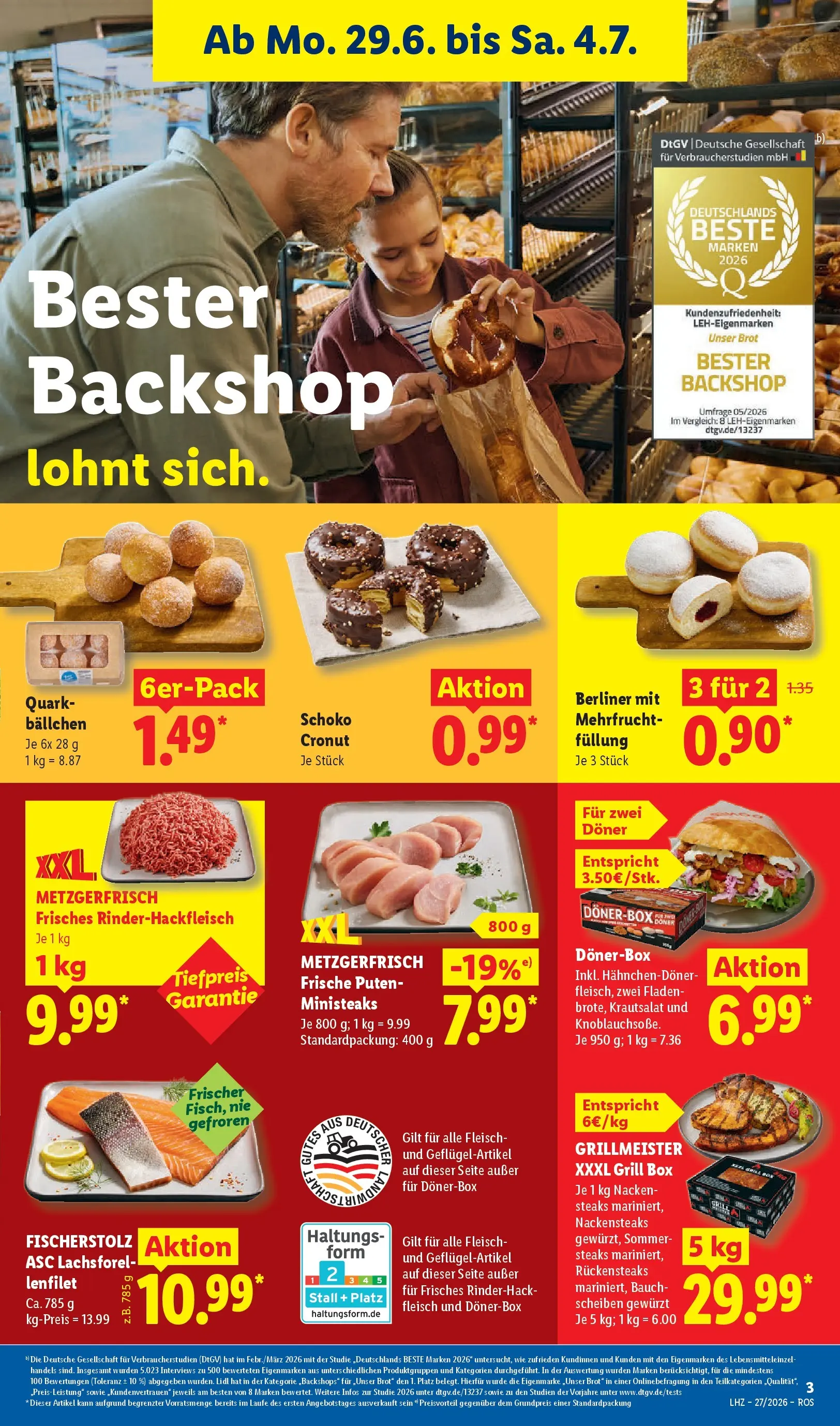Lidl Prospekt Malchow (ab 28.06.2026) zum Blättern » Angebote | Seite: 13 | Produkte: Berliner, Quark, Box, Fleisch