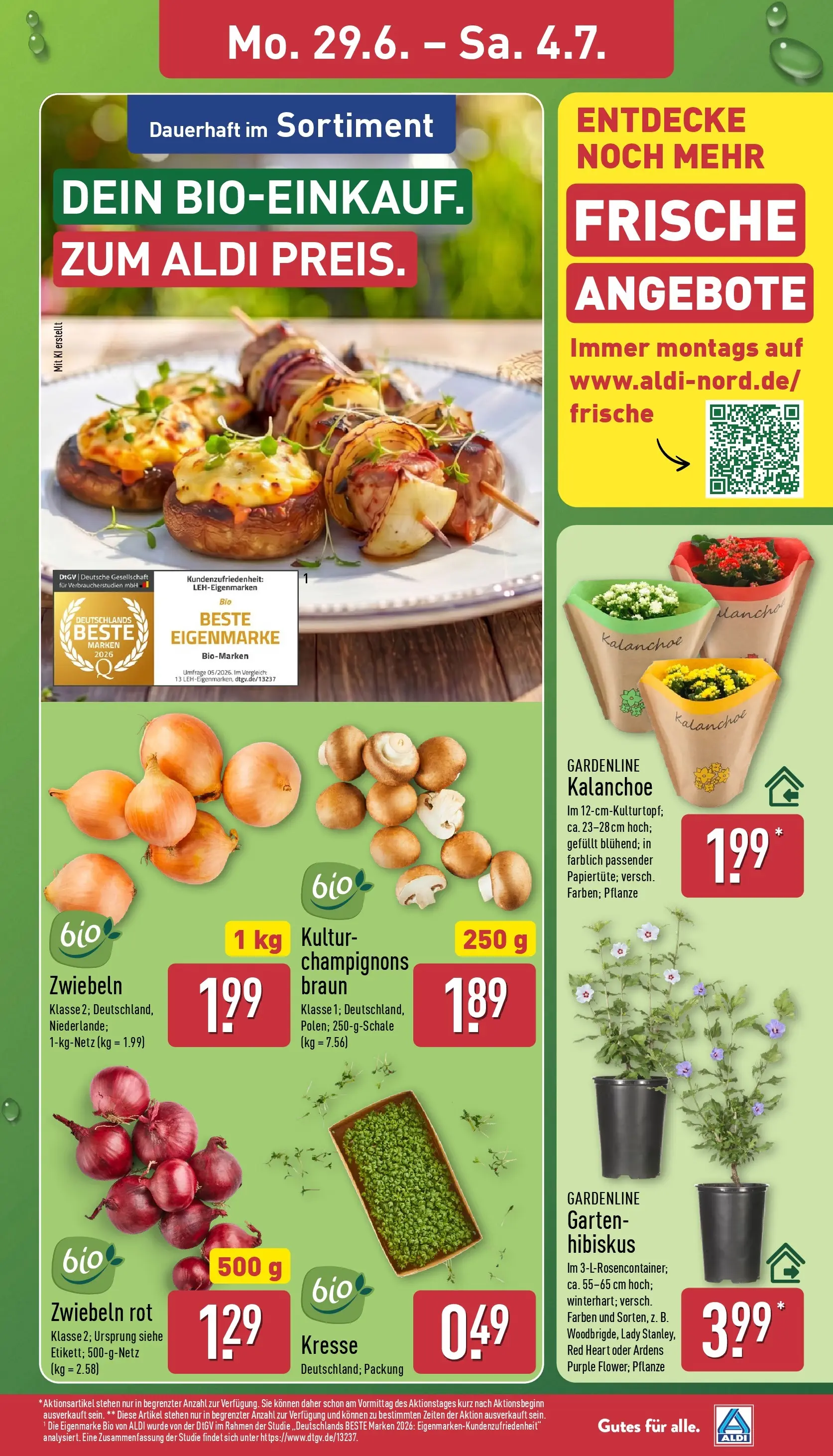 Aldi - ALDI Nord: Wochenangebote (ab 28.06.2026) » Angebote Online | Seite: 3 | Produkte: Champignons, Zwiebeln